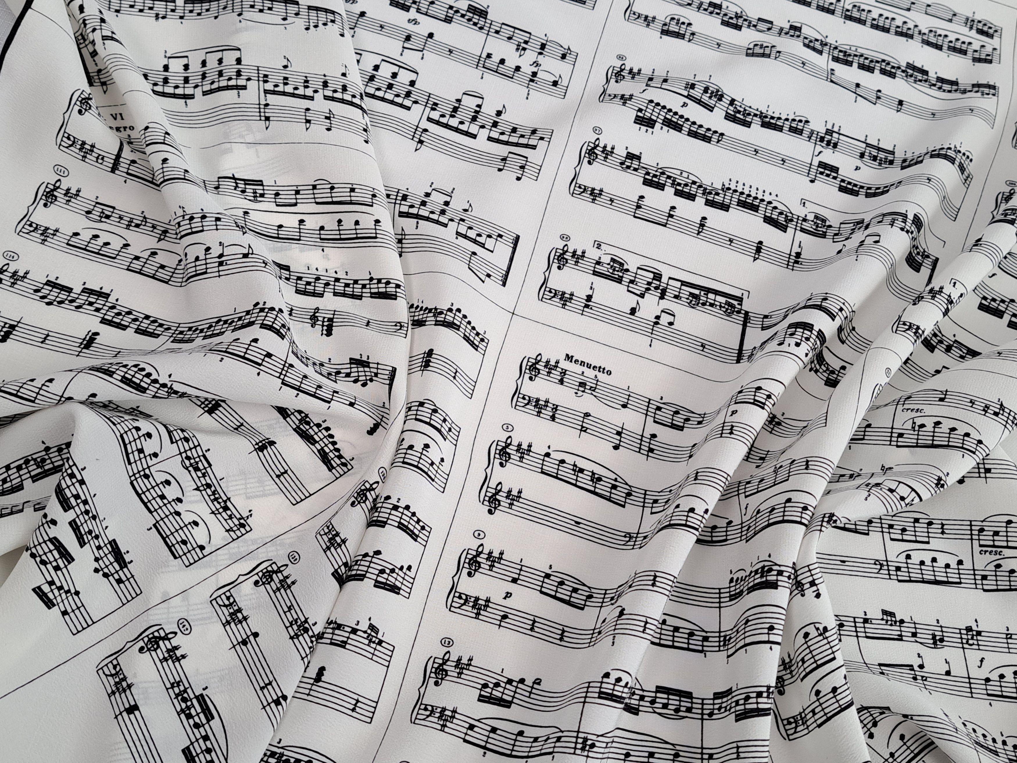 Vintage Vintage Rare Wolfgang Amadeus MOZART Sonate silk scarf. Size ONE SIZE - 4 Thumbnail