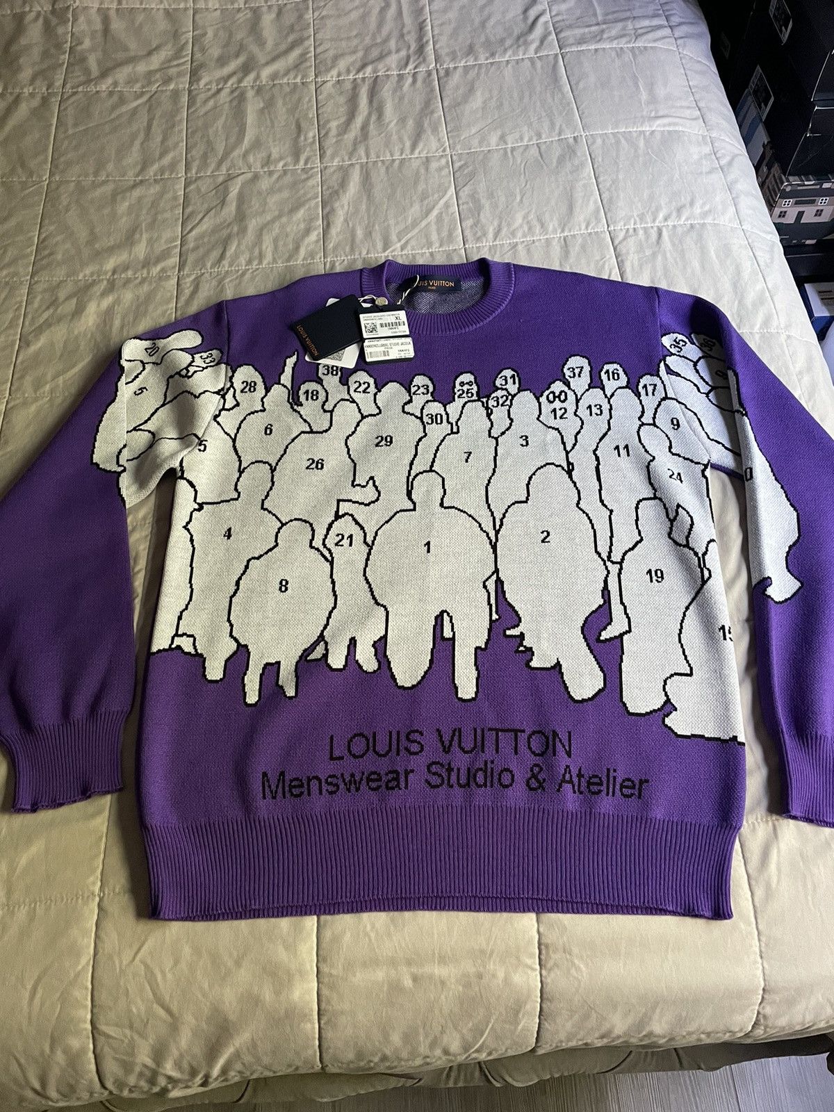 Louis Vuitton Louis Vuitton Purple Studio Jacquard Crewneck Size US XL / EU 56 / 4 - 2 Thumbnail