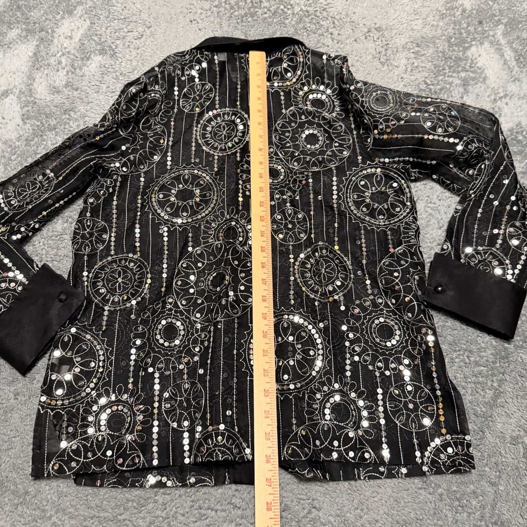 Bob Mackie Bob Mackie Wearable Art Shirt Womens Small Black Sequin Sparkle Sheer Button Size S / US 4 / IT 40 - 5 Thumbnail
