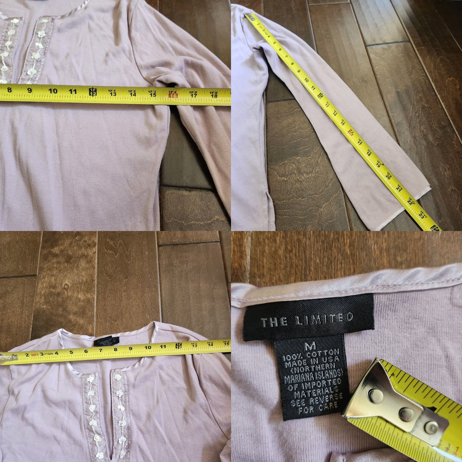 Vintage The Limited Women’s JUNIOR Purple V-Neck Long Sleeve T-Shirt M, Pullover, Casual/Party Size M / US 6-8 / IT 42-44 - 9 Thumbnail