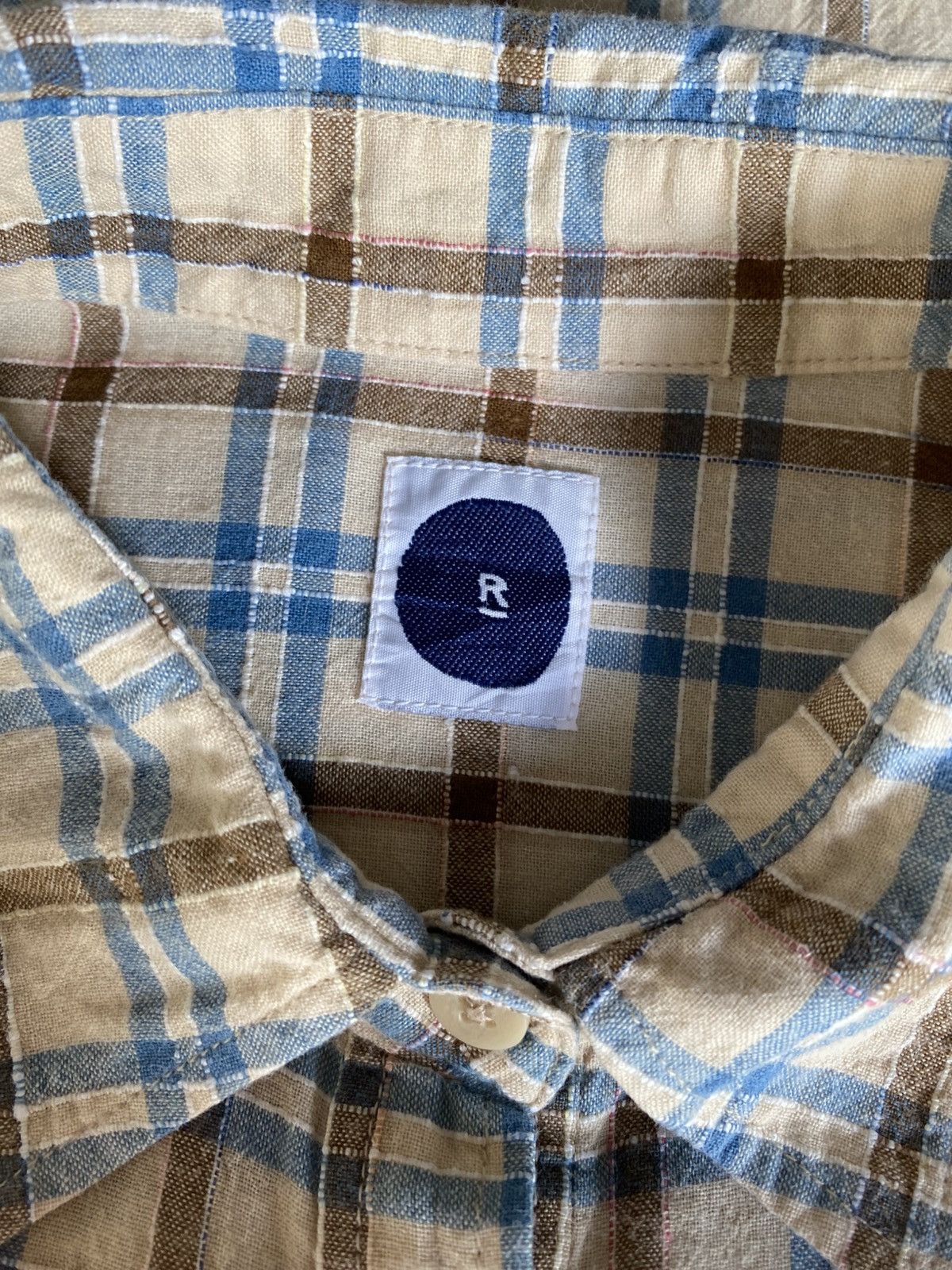 45rpm 45rpm R Beige and Blue Plaid Button-Up Shirt Size S / US 4 / IT 40 - 5 Thumbnail