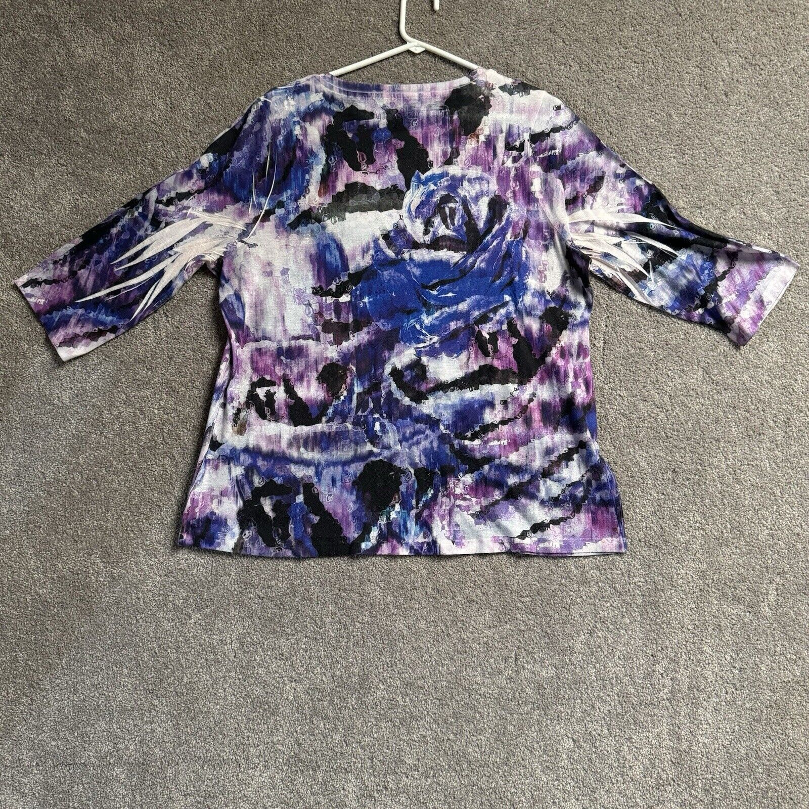 Other 90s Y2K Womens Top 1X Plus Abstract Floral Rhinestones Size XL / US 12-14 / IT 48-50 - 3 Thumbnail