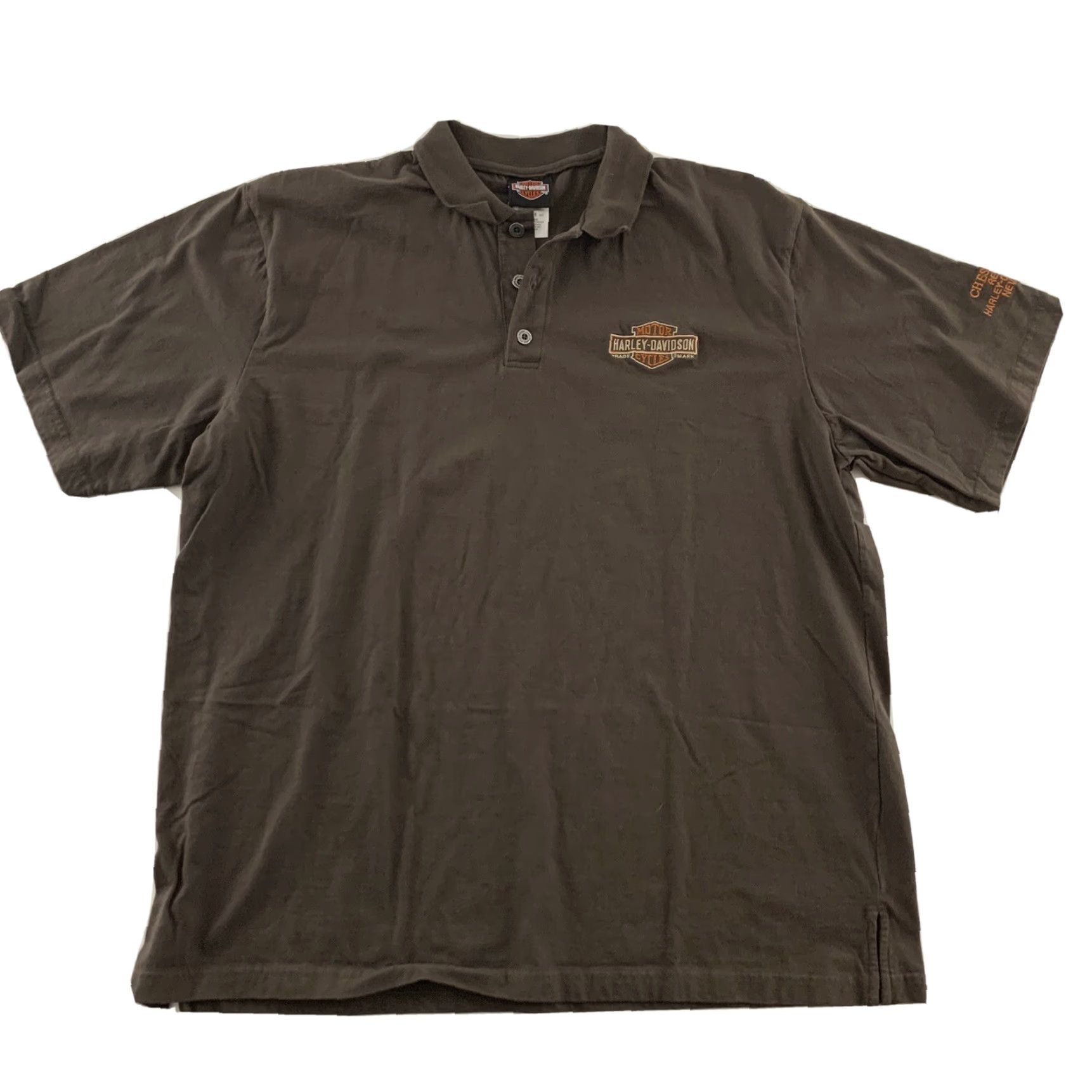 Harley Davidson Harley-Davidson Motorcycle Polo Shirt Men's XL Brown Short Sleeve Button-Up Size US XL / EU 56 / 4 - 2 Thumbnail