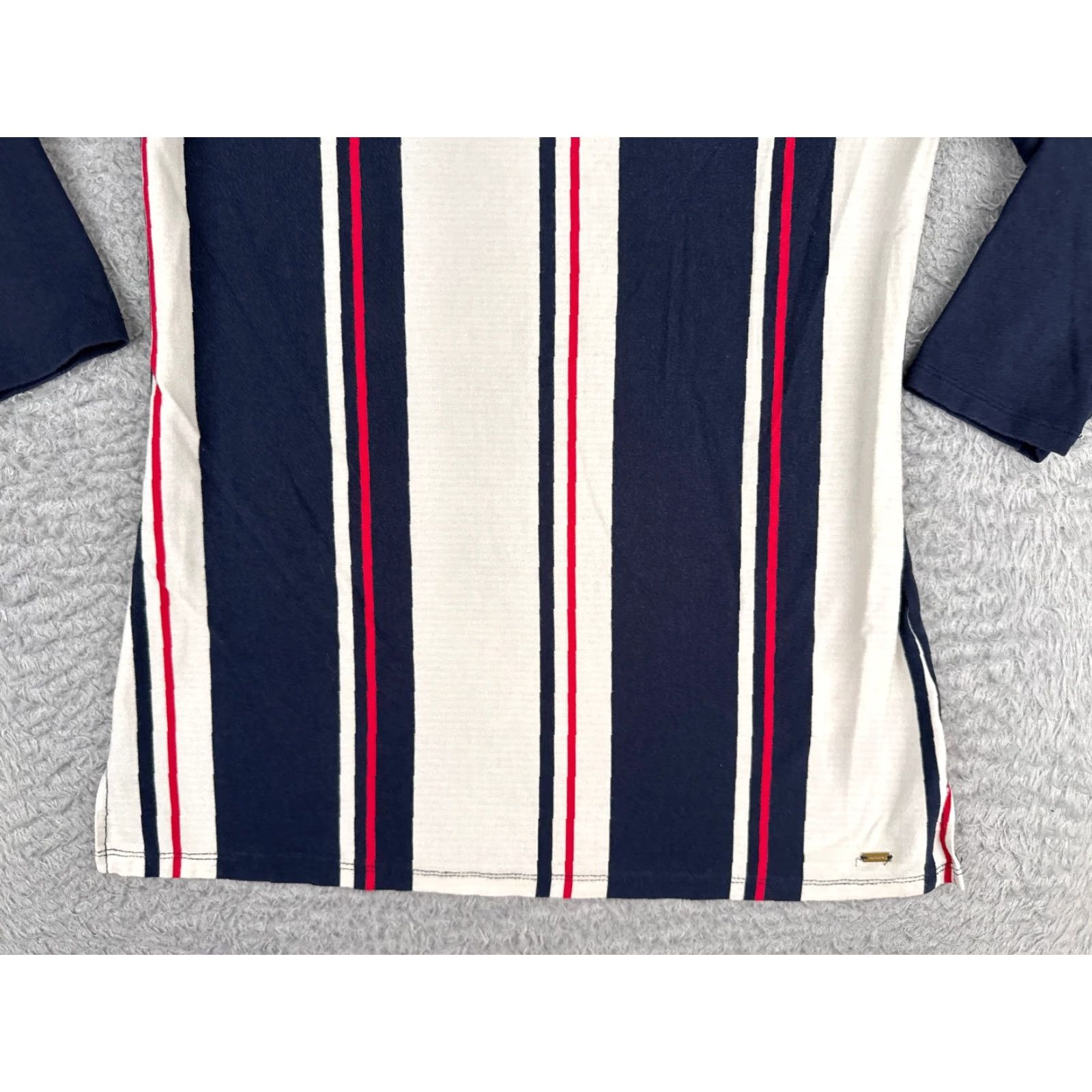 Tommy Hilfiger Tommy Hilfiger Shirt Women XS Blue Stripe 3/4 Sleeve Boat Neck Cotton Knit Logo Regular Colorful Women Size XS / US 0-2 / IT 36-38 - 5 Thumbnail