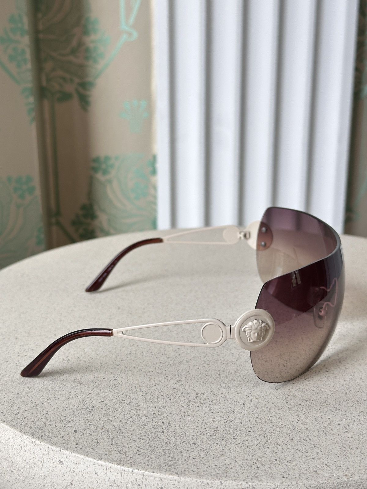 Versace VERSACE Shield Mask Beige Brown Medusa Sunglasses Mod. 2038 Size ONE SIZE - 16 Thumbnail