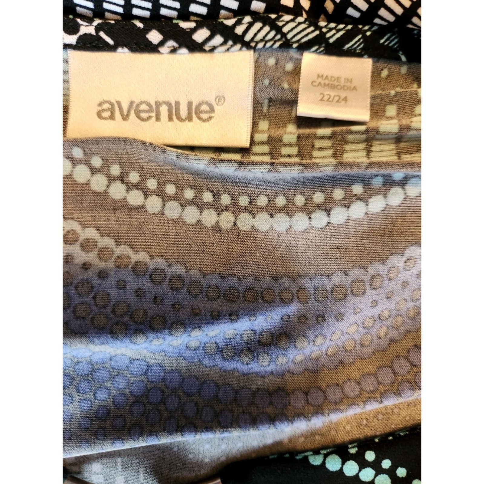 Avenue Avenue Tunic Top Blouse 2X Plus Size Multicolor Abstract Wavy Keyhole Trim 3/4 Sleeve Round Neck Shirt Womens Size XXL / US 16-18 / IT 52-54 - 6 Thumbnail