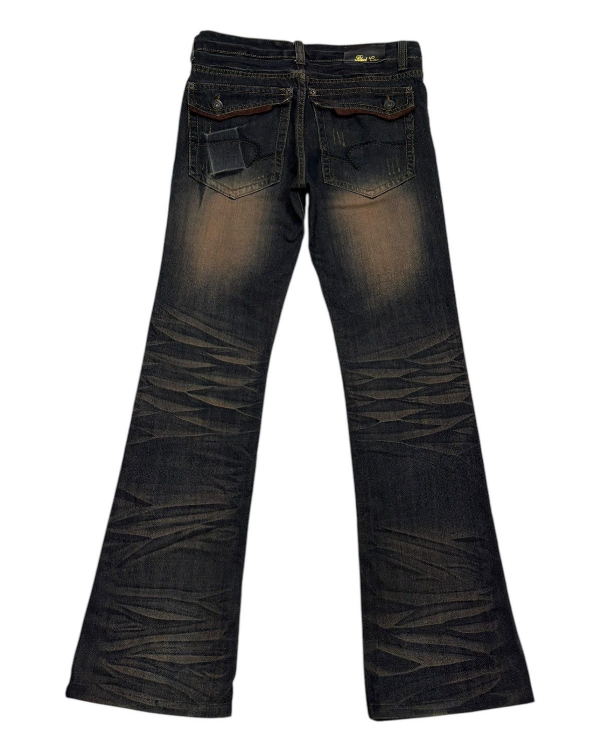If Six Was Nine × Japanese Brand × Le Grande Bleu (L.G.B.) 🔥FLARE JEANS WHISKER BLACK CROWN CLAW MARK DISTRESS JEAN Size US 32 / EU 48 - 2 Thumbnail