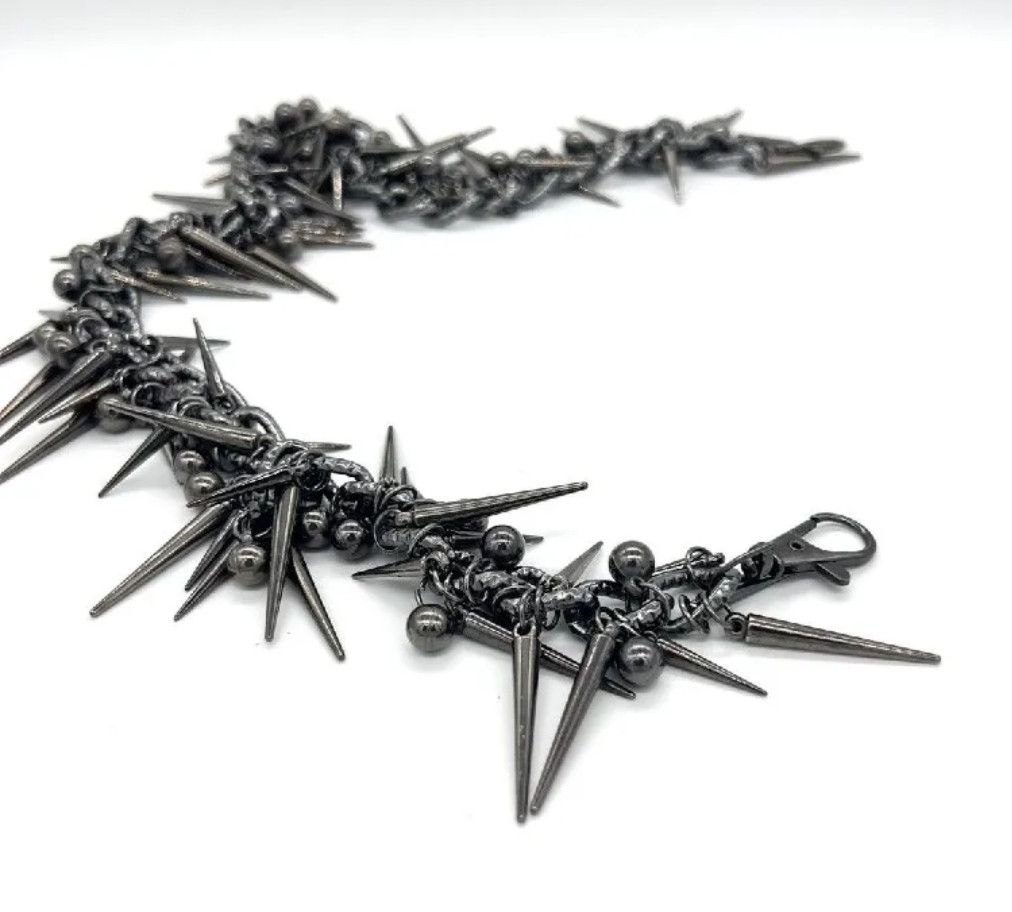 Japanese Brand × Vintage Punk Black Gun Plated Rivet Metal Biker Pants Chain Size ONE SIZE - 5 Thumbnail