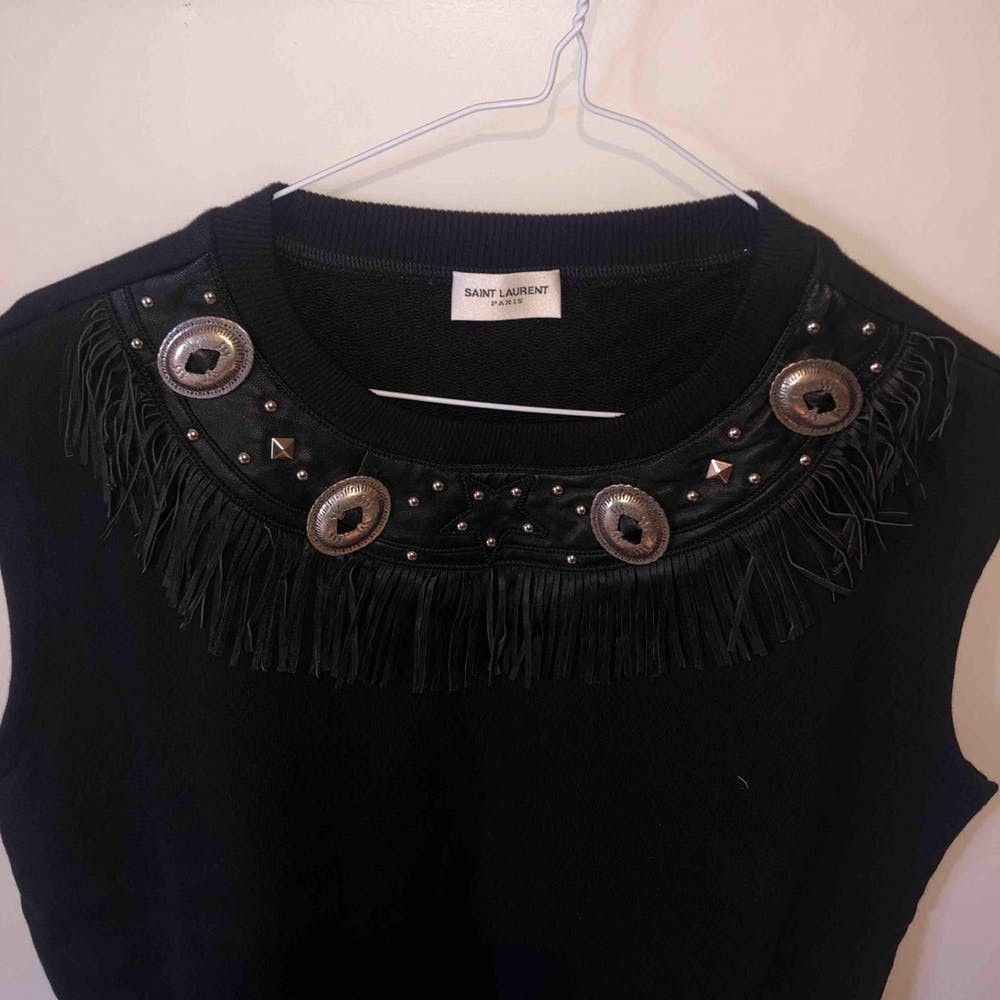 Saint Laurent Paris Crew Neck Western Sleeveless Sweater Vest with Tassel Detail Size US M / EU 48-50 / 2 - 6 Thumbnail