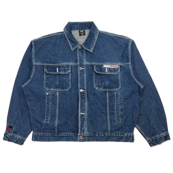 image of Vintage Y2K Fubu Denim Trucker Jacket in Blue, Men's (Size 2XL)