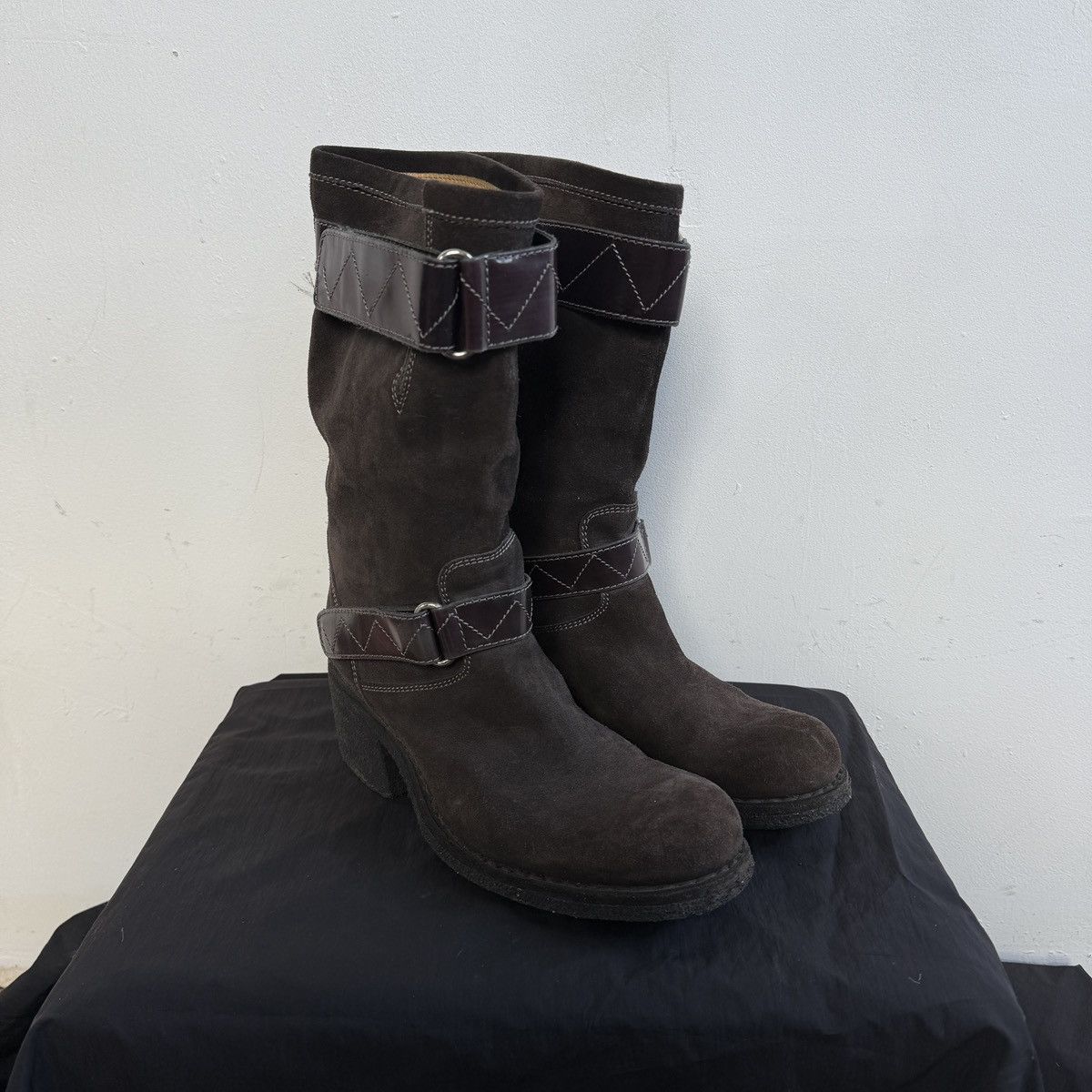 If Six Was Nine Vintage Western Suede Leather Boots With Straps Detail Size US 9 / IT 39 - 2 Thumbnail