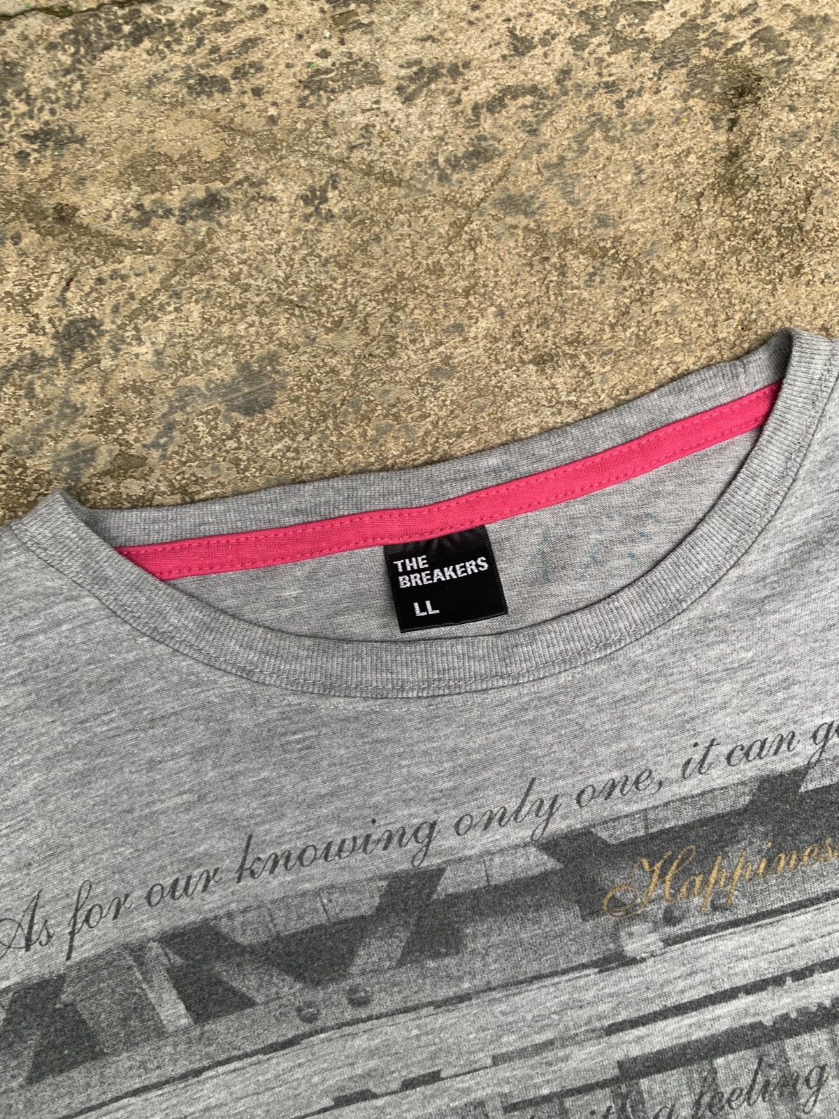 If Six Was Nine × Japanese Brand × Le Grande Bleu (L.G.B.) y2k The Breaker Japan Poem Quotes Photo Graphic Grey Tee Size US L / EU 52-54 / 3 - 4 Thumbnail