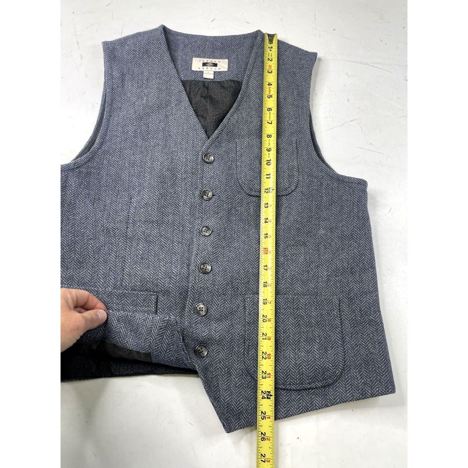 Joseph Abboud Joseph Abboud Vest Waistcoat Button Up Blue Herringbone L Mens Wool Polyester Acrylic Suit Vest 5 Button Size US L / EU 52-54 / 3 - 4 Thumbnail