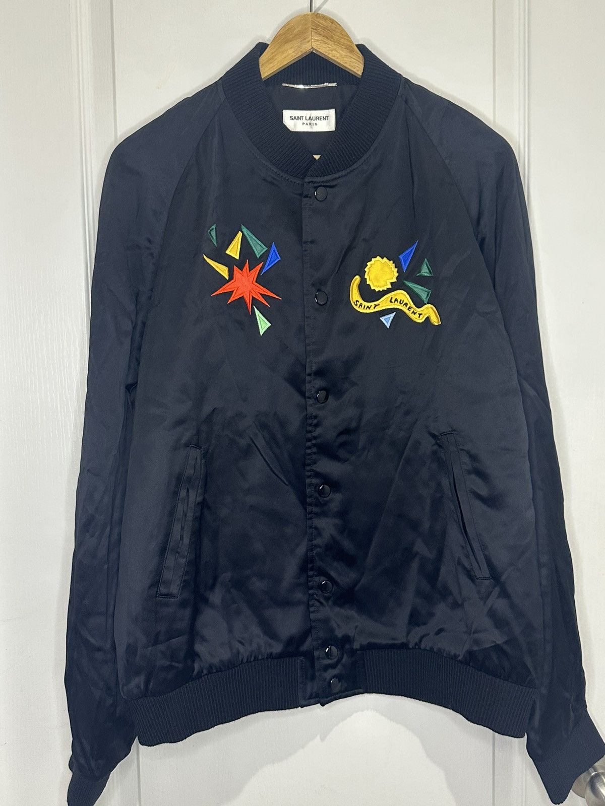 Saint Laurent Paris SAINT LAURENT TEDDY SATIN JACKET Size XXL / US 16-18 / IT 52-54 - 1 Thumbnail