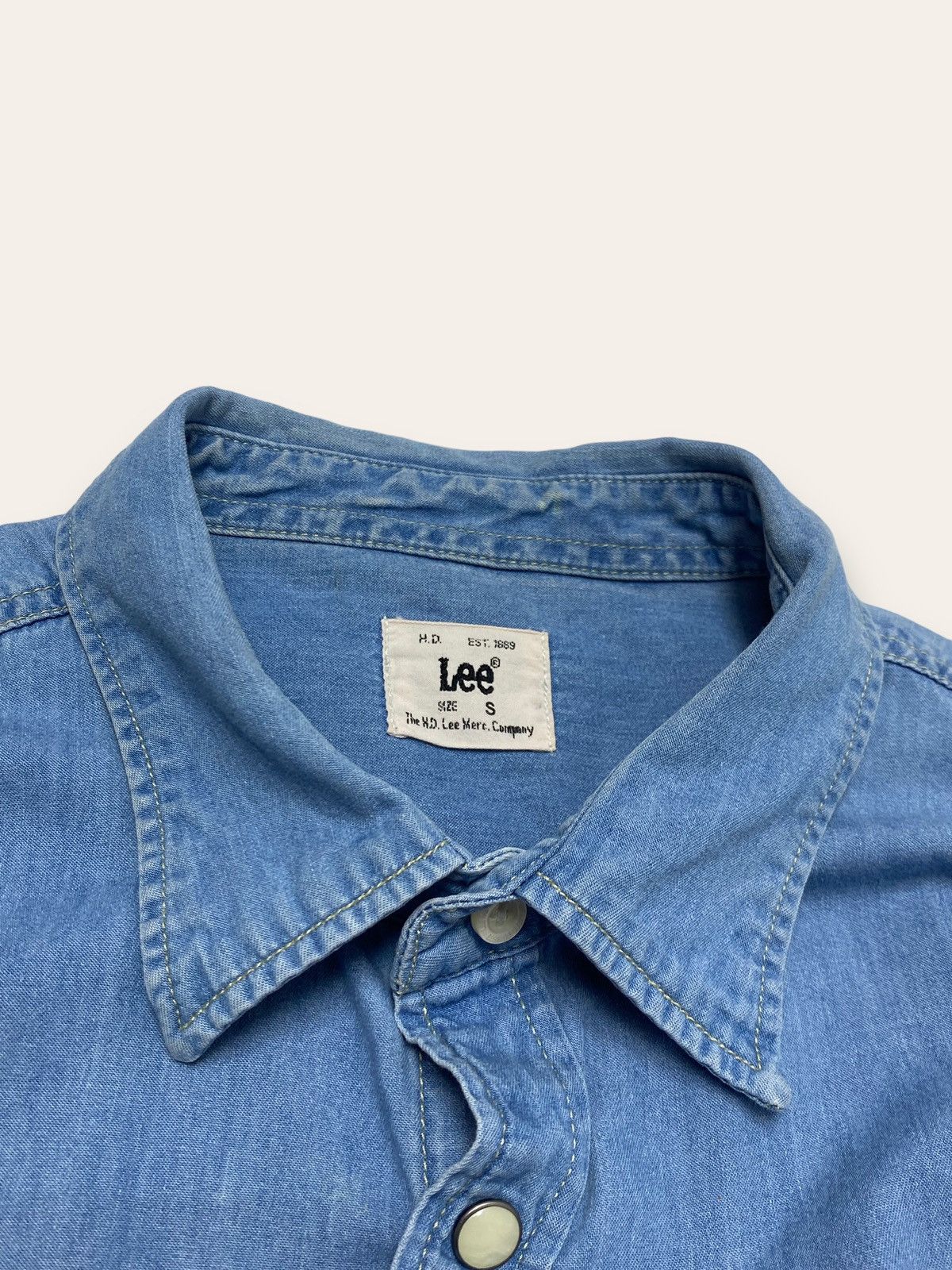 Jean Vintage LEE Light Denim Jean Button Up Shirt Snaps Size US S / EU 44-46 / 1 - 4 Thumbnail