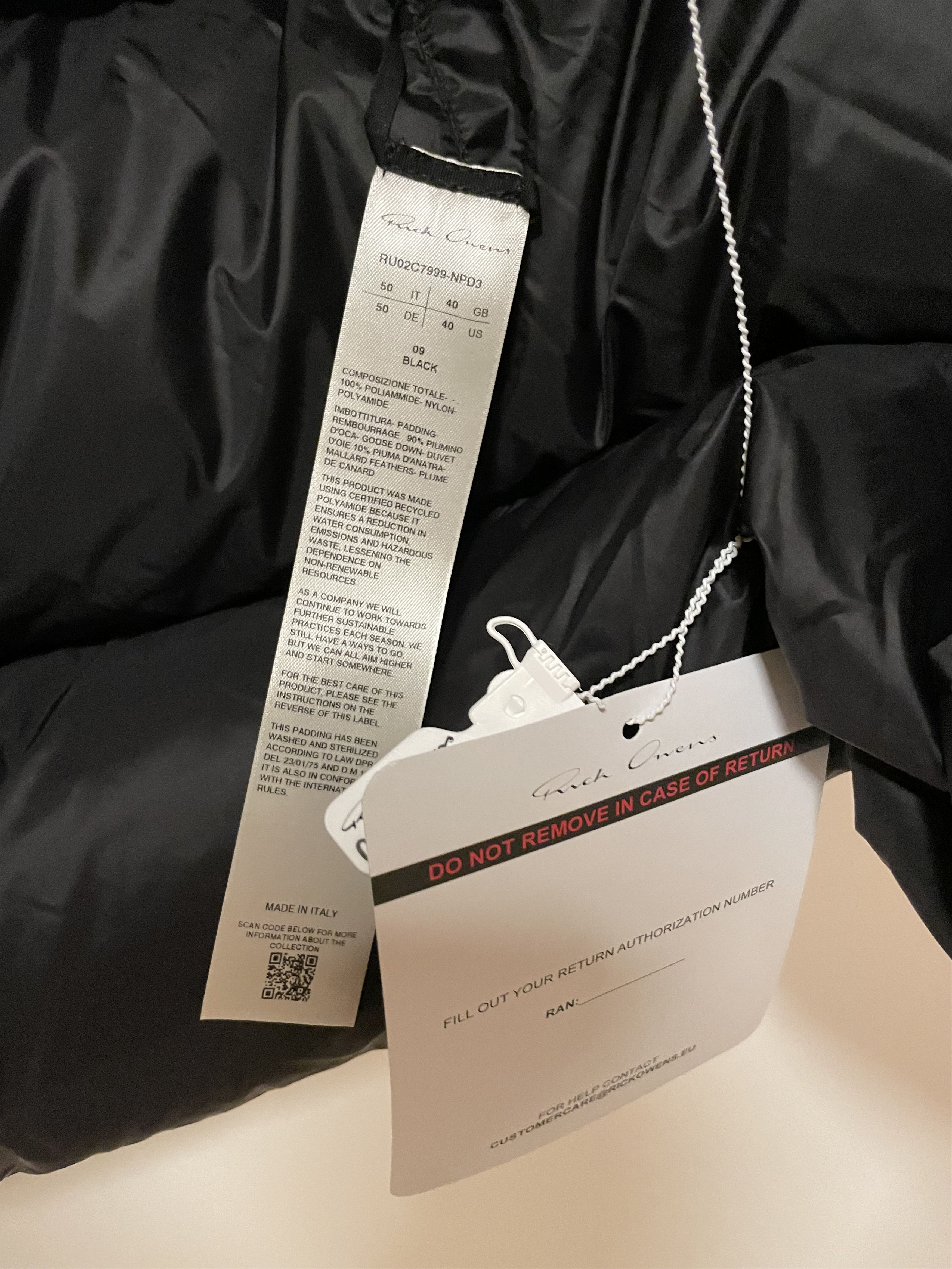 Rick Owens Luxor down vest jacket hooded liner size 52 Size US L / EU 52-54 / 3 - 4 Thumbnail