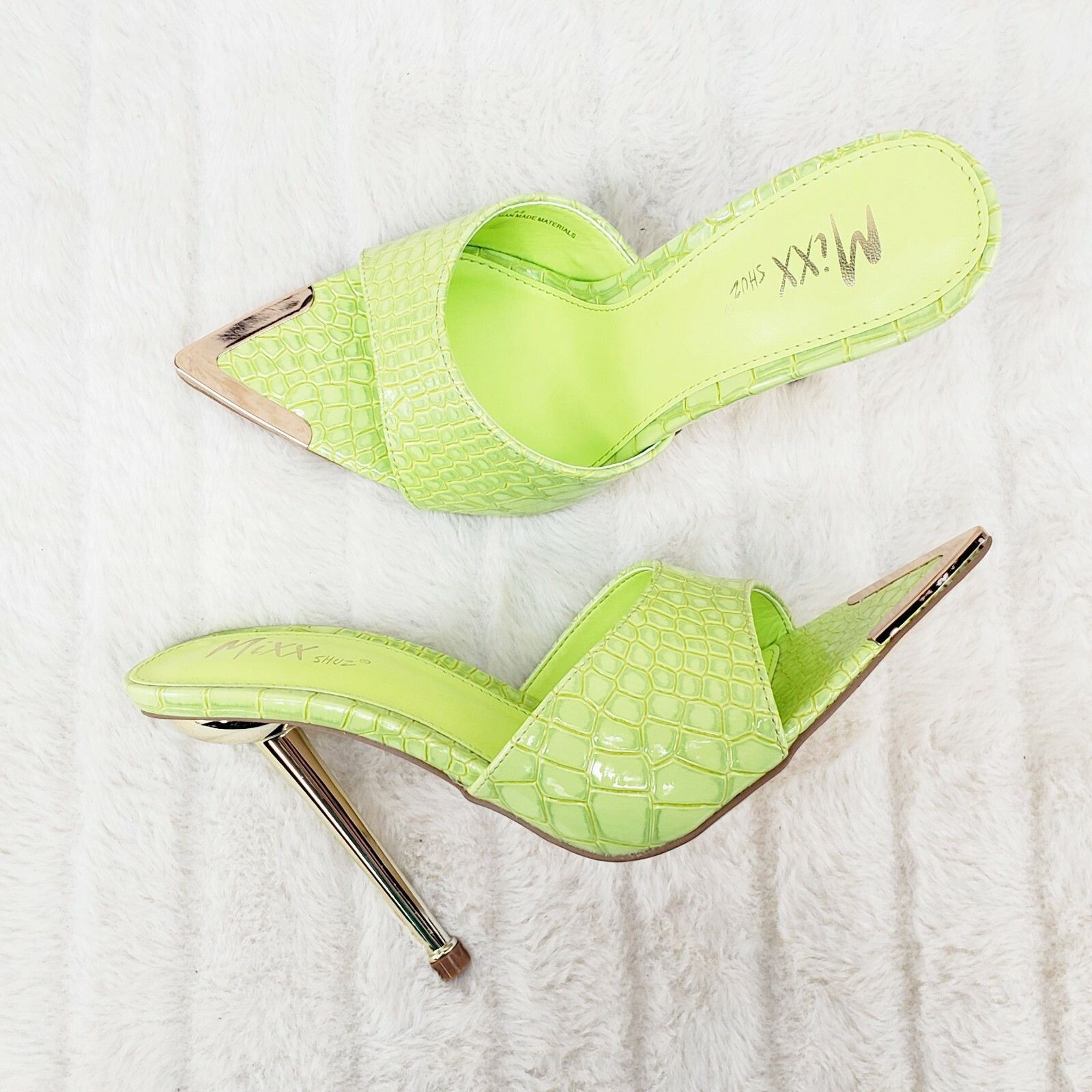 Other Venus Lime Green Slim High Heel Pointy Toe Slip On Sandals S Size US 6.5 / IT 36.5 - 1 Thumbnail