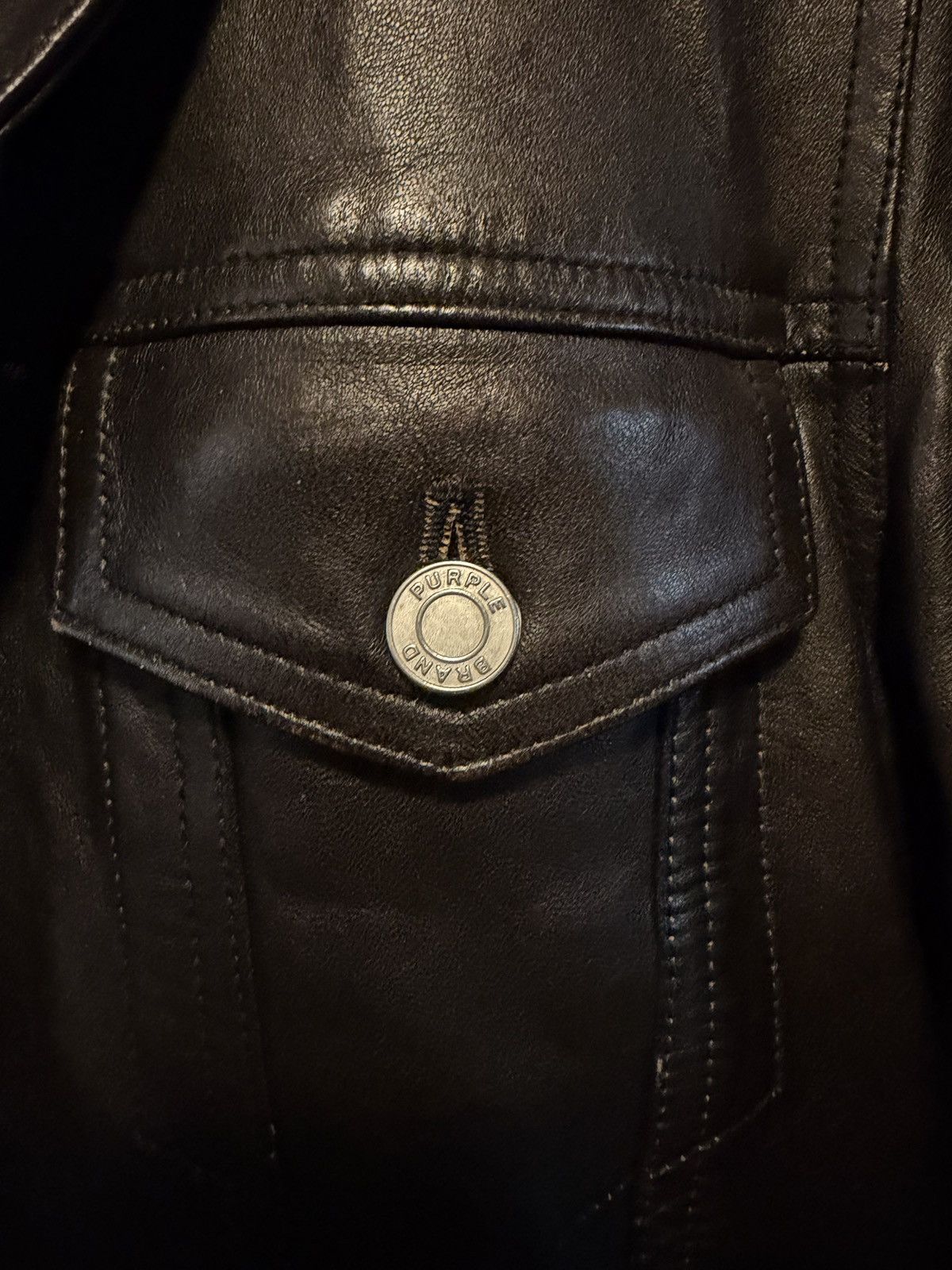 Purple Brand Purple Brand Leather P028 Leather Trucker Jacket Size US L / EU 52-54 / 3 - 4 Thumbnail