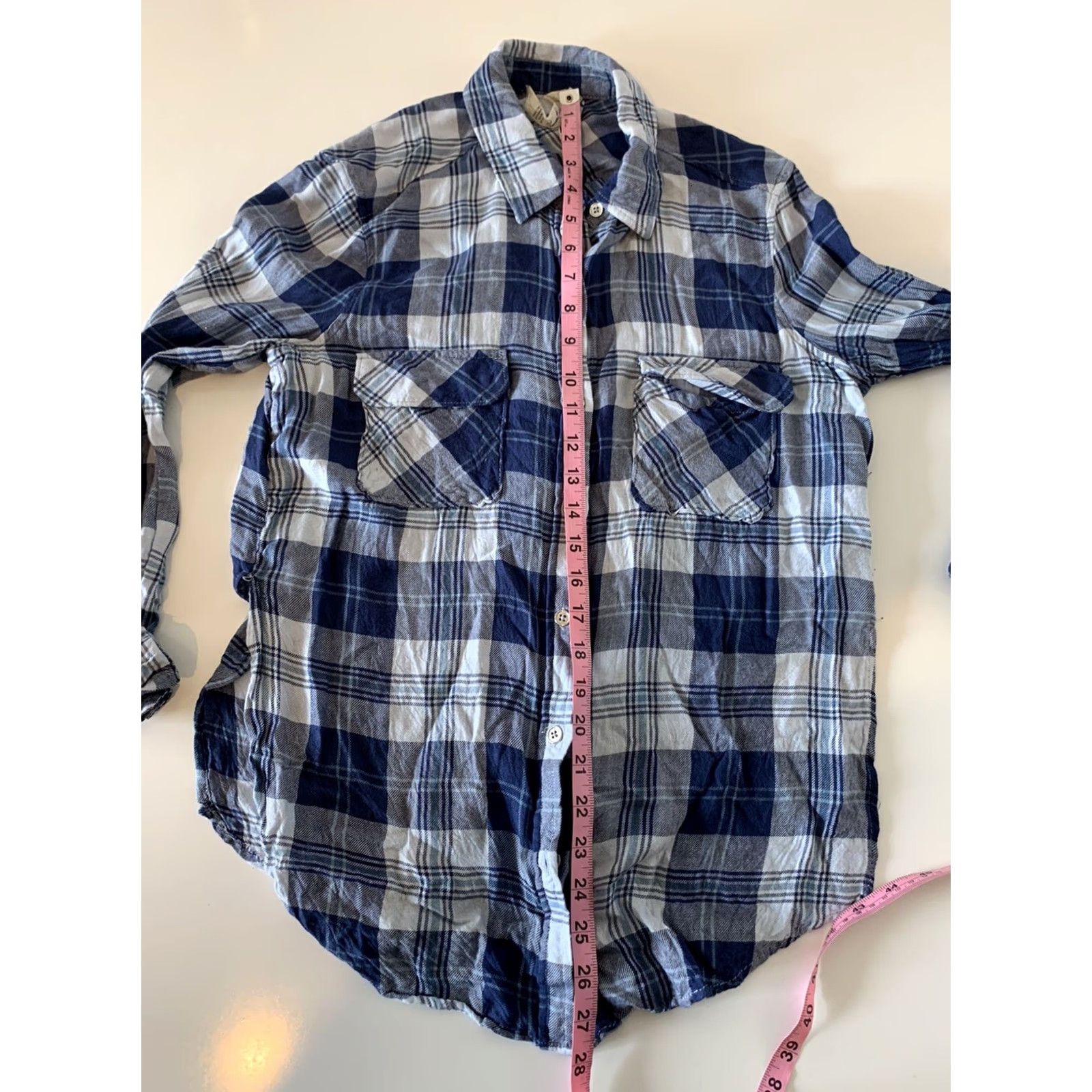 Vintage VINTAGE Seven7 Plaid Super Soft Long Sleeve Button Front Top XS Blue Women Size XS / US 0-2 / IT 36-38 - 4 Thumbnail