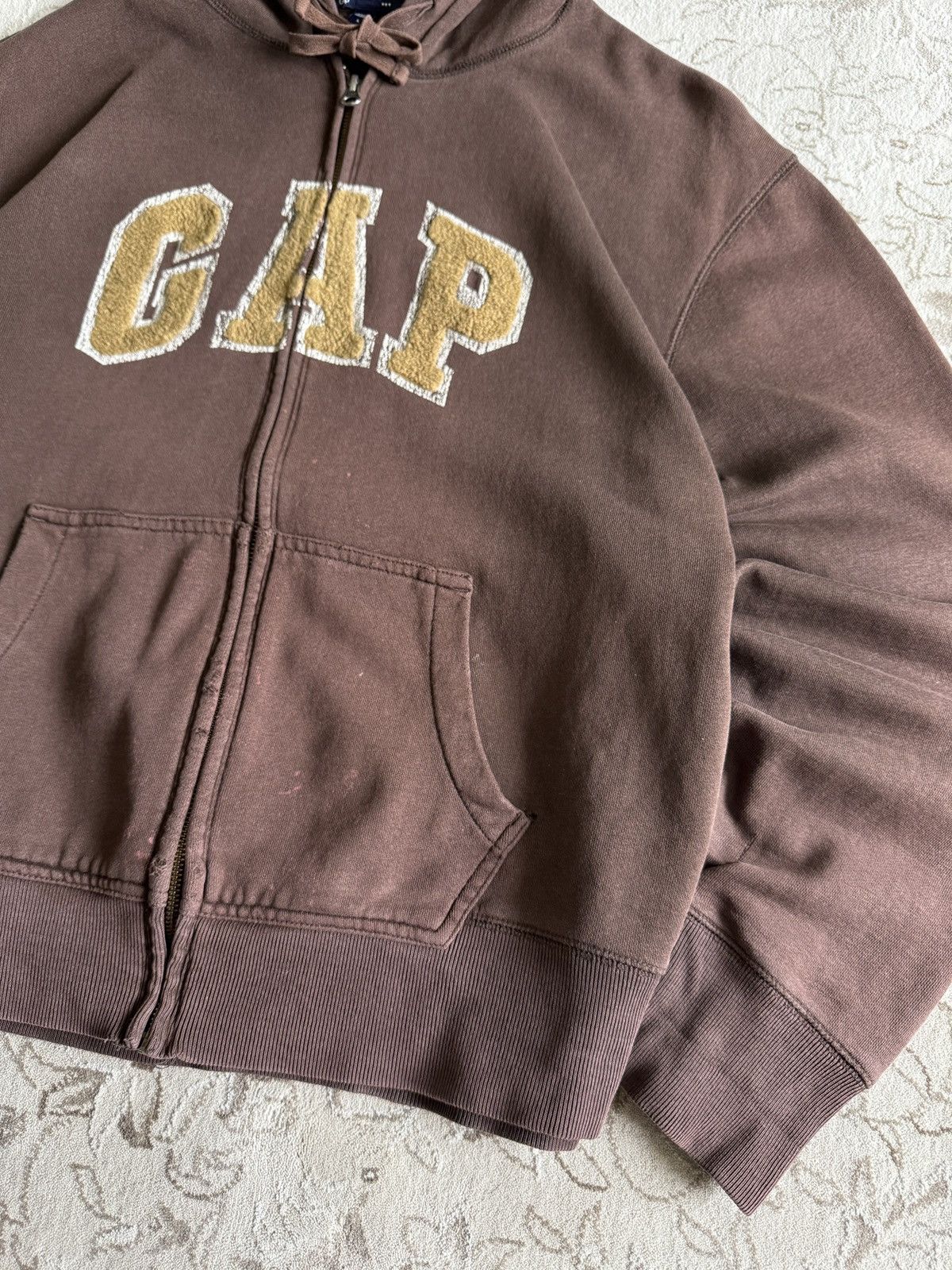 Gap Vintage Gap Big Logo Brown Zip Hoodie Faded Distressed Size US L / EU 52-54 / 3 - 5 Thumbnail