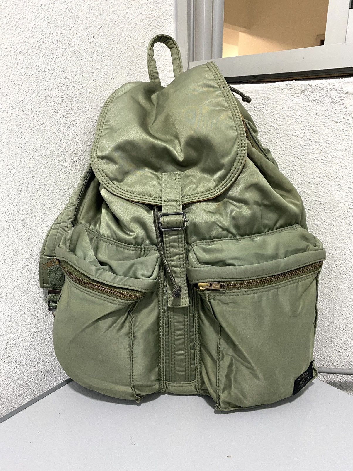 image of Archival Clothing x Porter Ogvintage Army Porter Rucksack Bagpack in Army Green, Men's