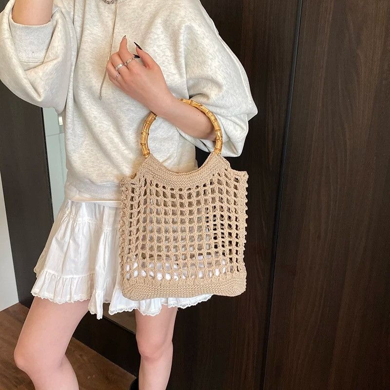 Leather Round Handle Summer Shoulder Bag Size ONE SIZE - 2 Thumbnail