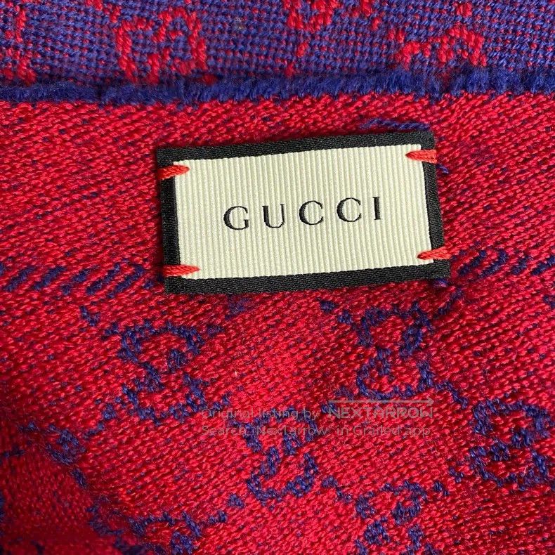 Gucci Gucci Blue and red old flower full printed wool scarf Size ONE SIZE - 3 Thumbnail
