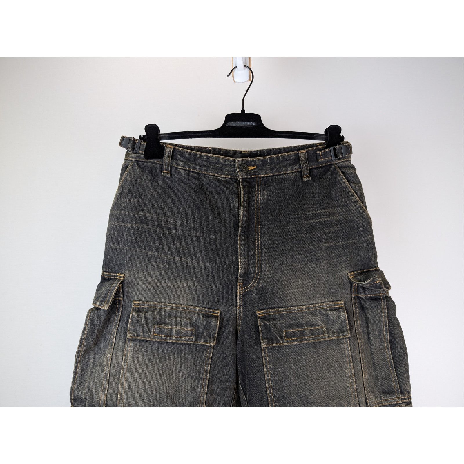 Balenciaga o1rshd1 Cargo Denim Trousers Pants in Washed Black Size US 30 / EU 46 - 3 Thumbnail