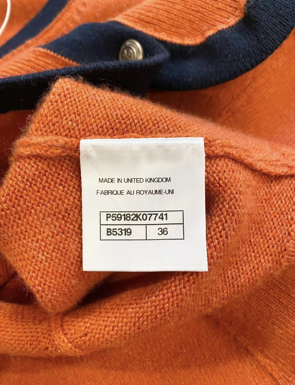 Chanel Chanel Orange & Navy Blue Cashmere Cardigan J33 Size XS / US 0-2 / IT 36-38 - 5 Thumbnail
