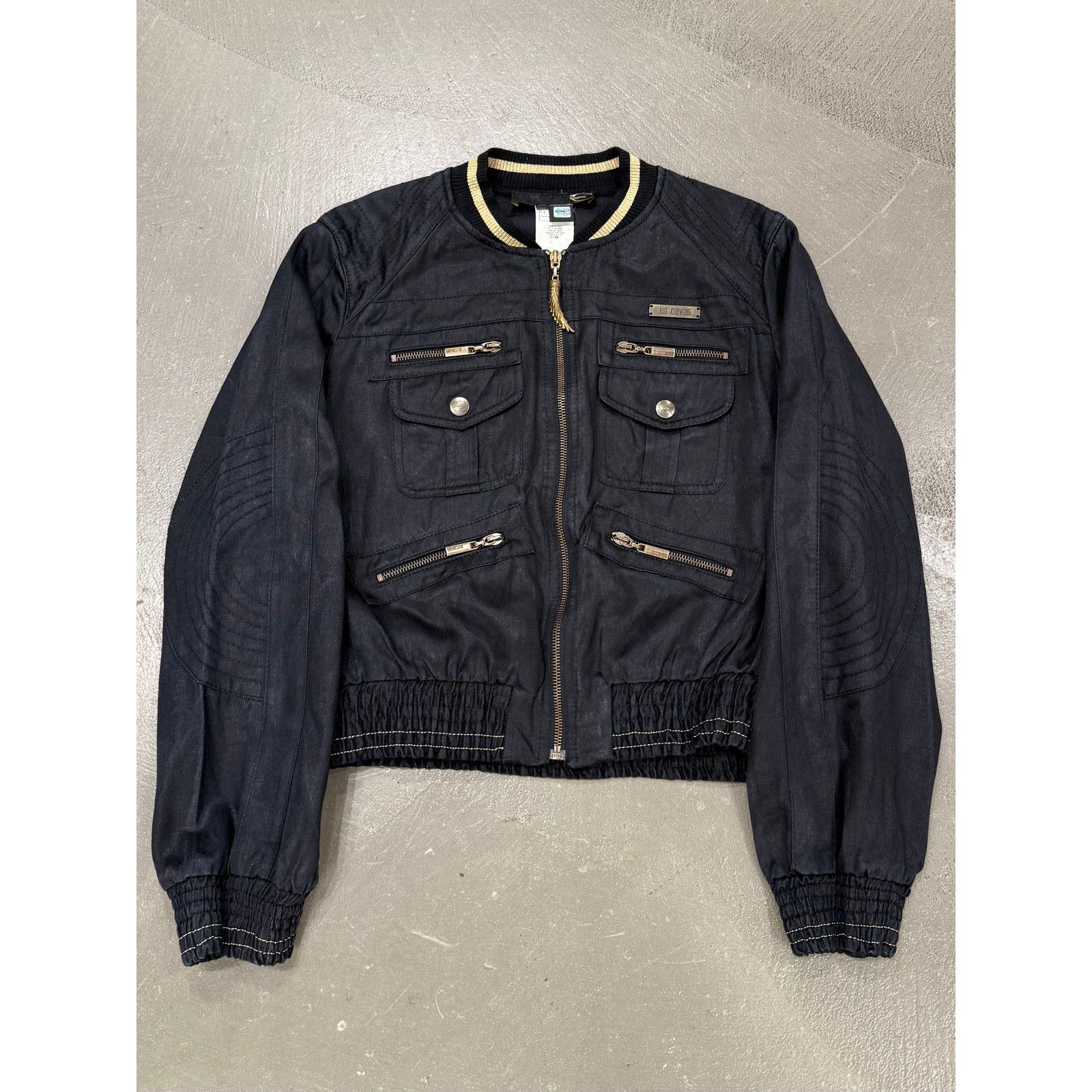 Roberto Cavalli A/W 2008 Roberto Cavalli waxed cargo bomber jacket Size US S / EU 44-46 / 1 - 1 Thumbnail