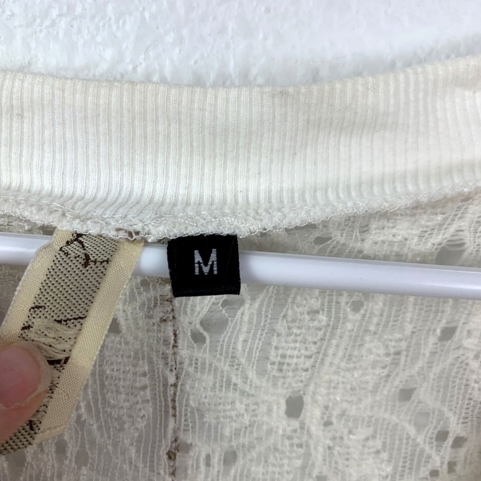 BKE BKE Lace Full Zip Cardigan Womens M 3/4 Sleeve Cream Vintage Boho Cottagecore Dressy Embellished Knit Full Zip Cardigan Size M / US 6-8 / IT 42-44 - 4 Thumbnail