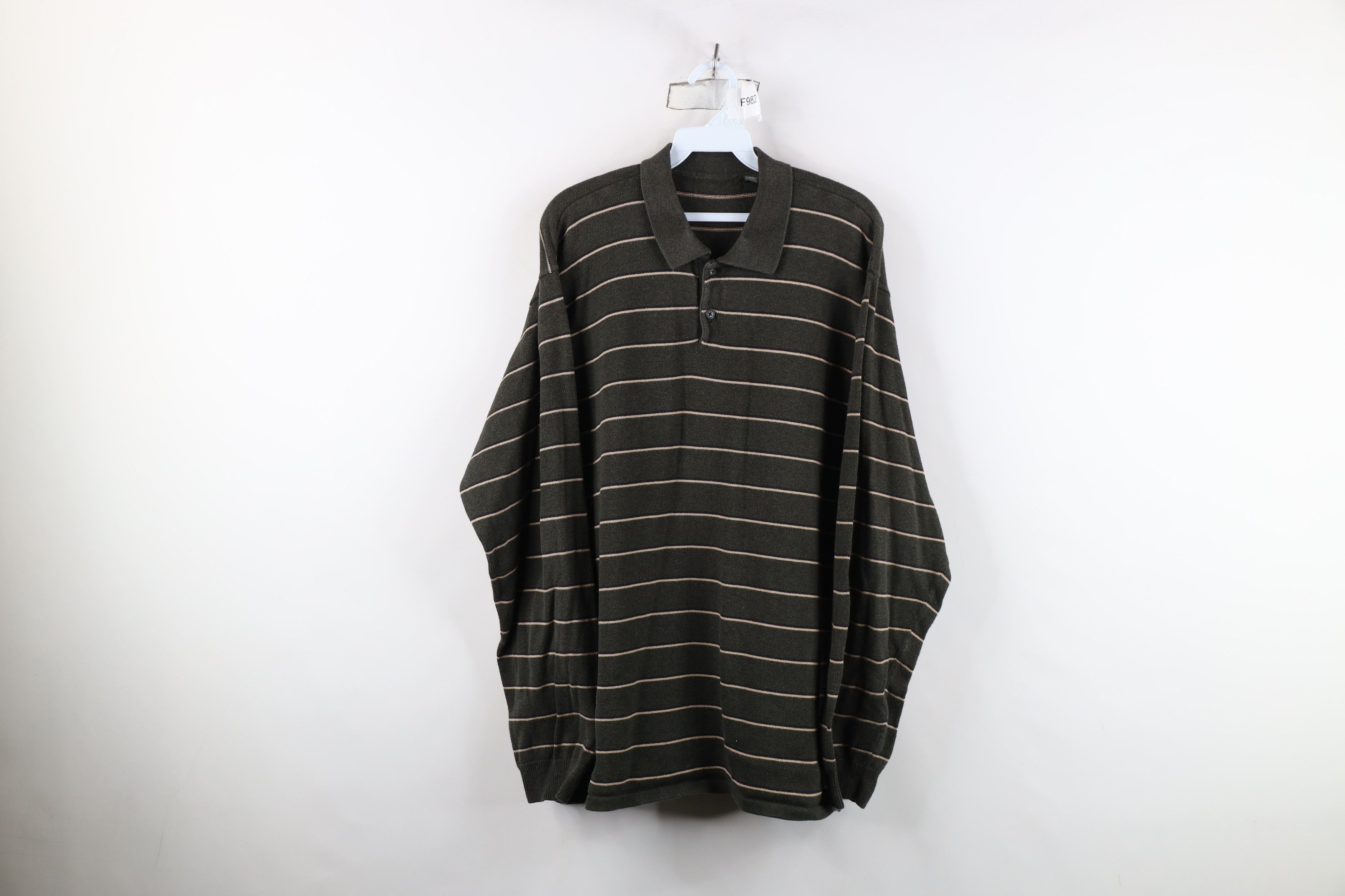 Vintage Vintage 90s Streetwear Heavyweight Knit Long Sleeve Polo Size US XL / EU 56 / 4 - 1 Thumbnail