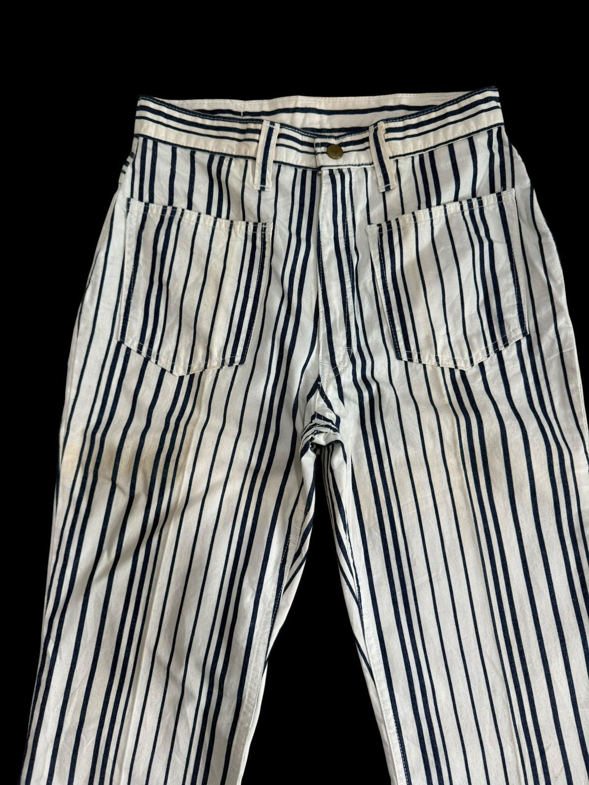 Japanese Brand British Lion Flare Pants Stripe Hippies Style Made in Japan Size US 27 - 2 Thumbnail