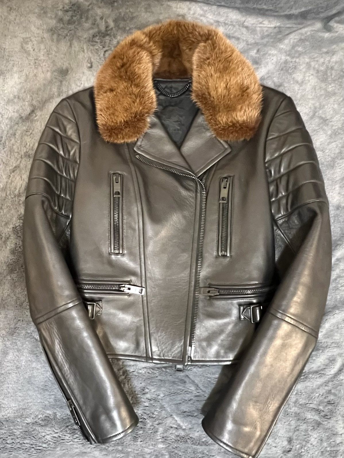Burberry Prorsum 100% Authentic Burberry Prorsum Mink & Lambskin Biker Jacket Size S / US 4 / IT 40 - 1 Thumbnail