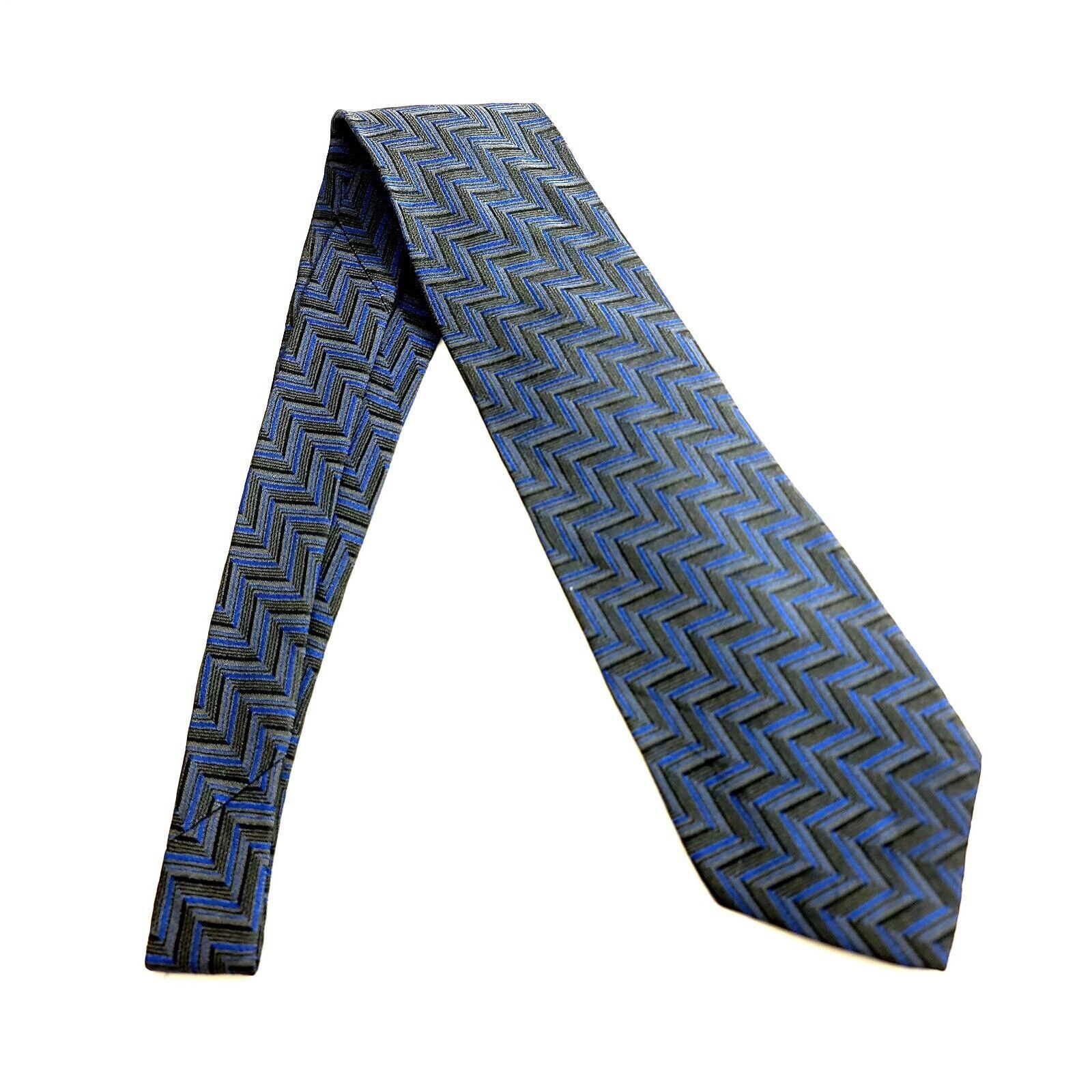 Donna Karan Donna Karan New York Gray Blue Zig Zag Striped Woven Wide Si Size ONE SIZE - 6 Thumbnail