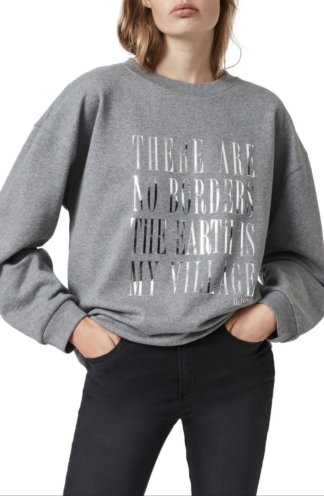 Allsaints 🔥 Distressed ALLSAINTS Freedom Iona Graphic Sweatshirt -170 Size M / US 6-8 / IT 42-44 - 1 Thumbnail