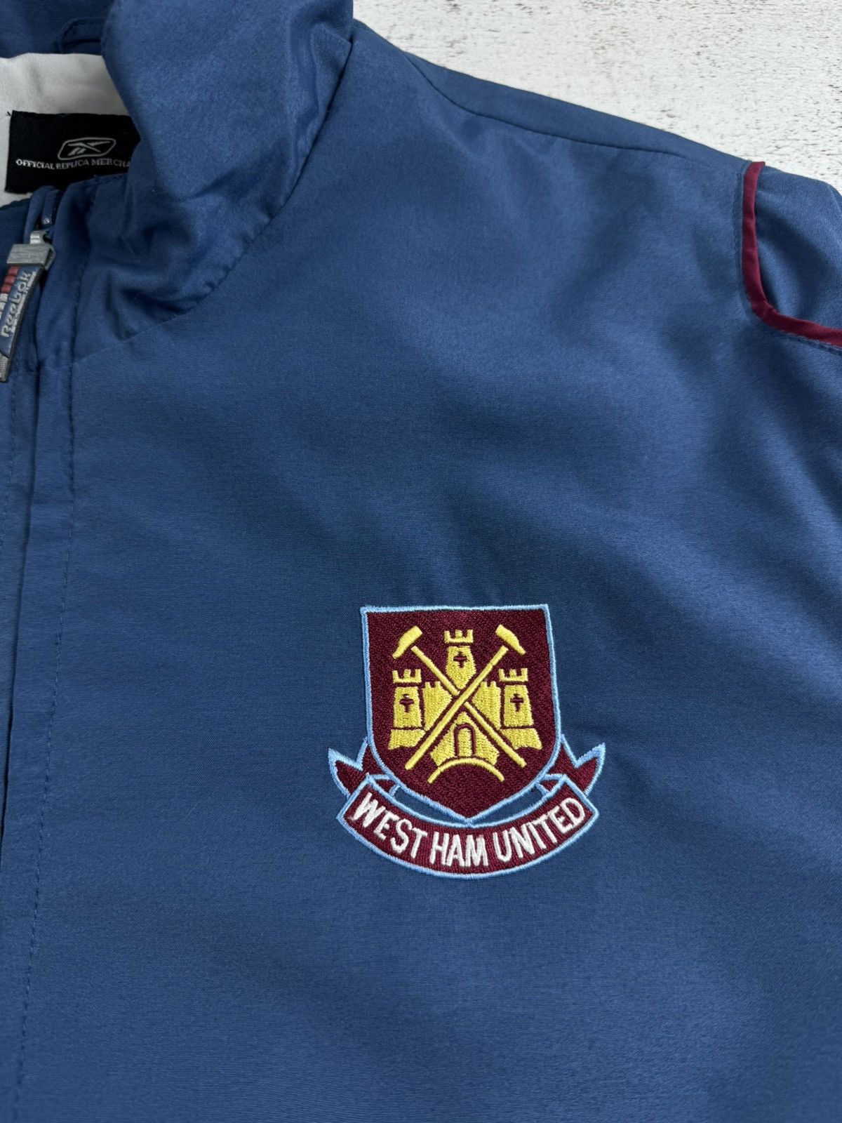 Reebok West Ham 2005 2007 Football Soccer Light Track Suit Pants Jacket Windbreaker Size US S / EU 44-46 / 1 - 12 Thumbnail