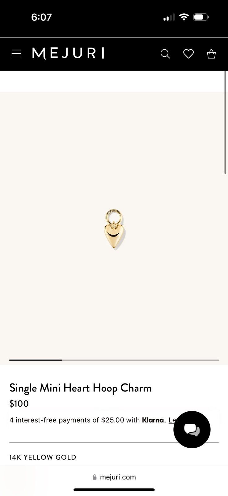 mejuri Mejuri mini heart charm for hoop earrings Size ONE SIZE - 1 Thumbnail
