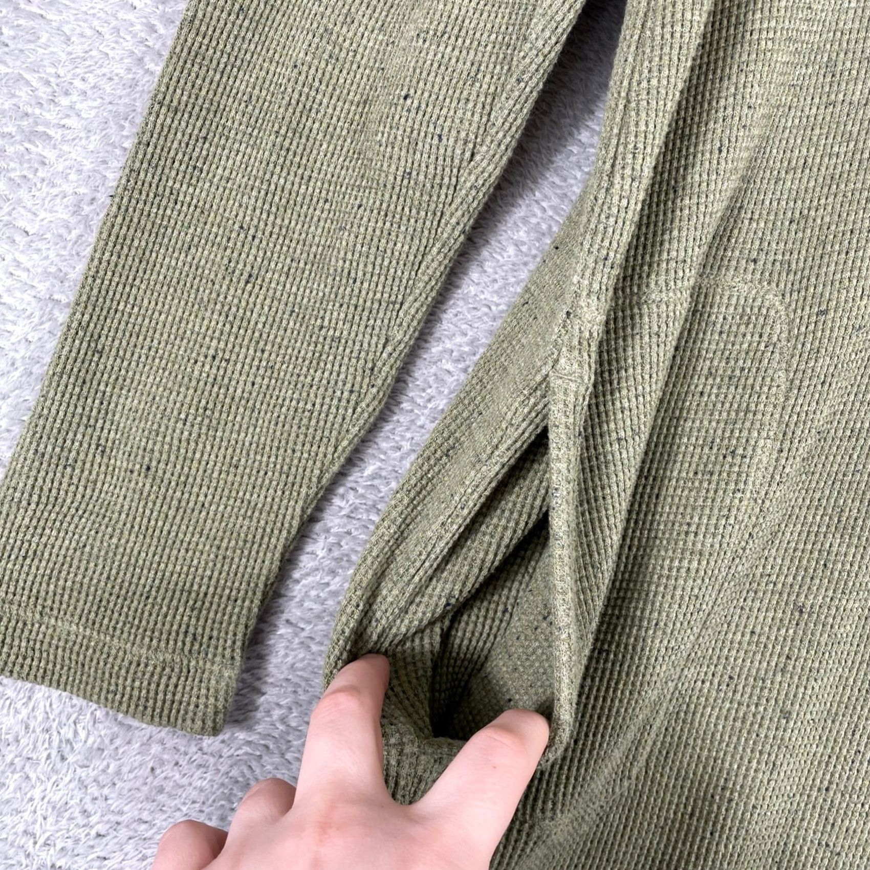 J. Jill J Jill Dress Womens M Green Waffle Knit Thermal Long Sleeve Pockets Mini Size M / US 6-8 / IT 42-44 - 3 Thumbnail