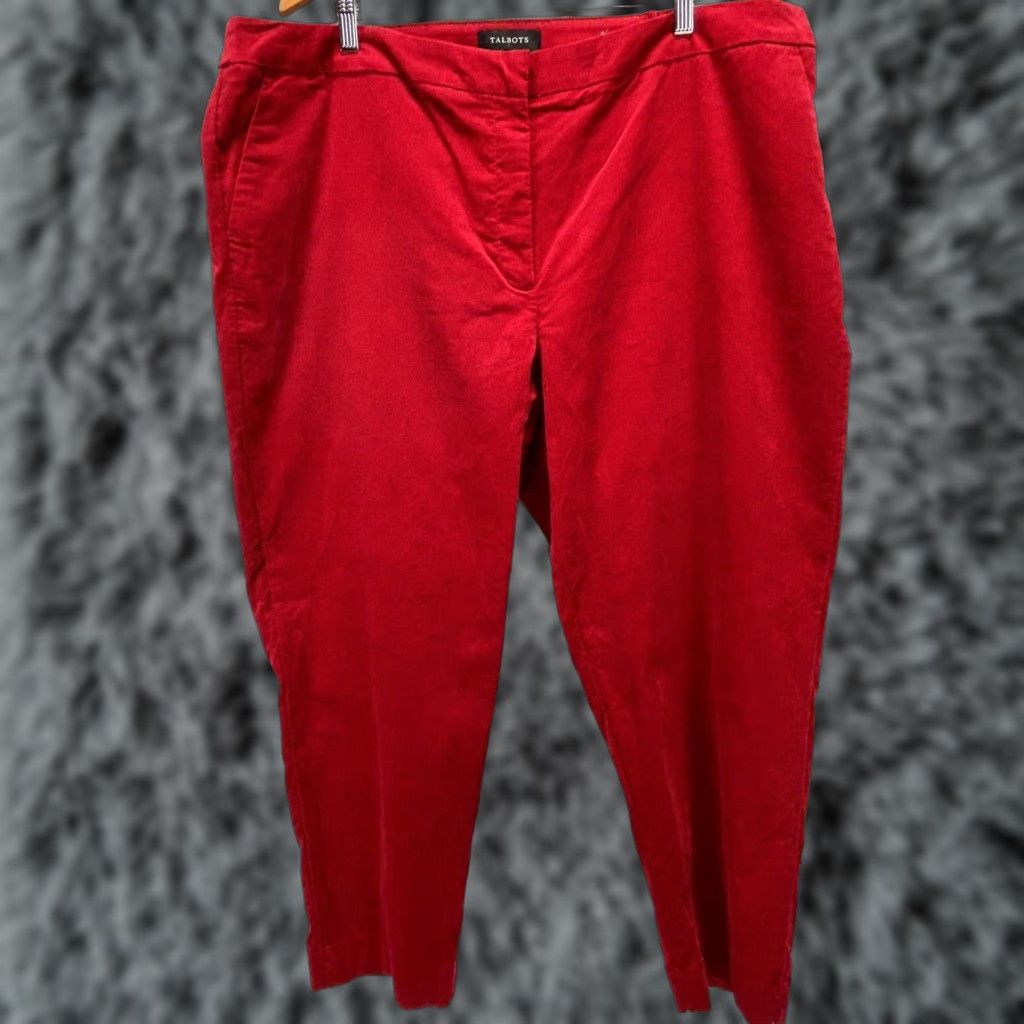 Talbots Hampshire Velvet Ankle Dress Pants 24W Plus Red Women’s Holidays Pants Velvet Red 24W Plus Women’s Holiday Talbots Hampshire Dress Pants