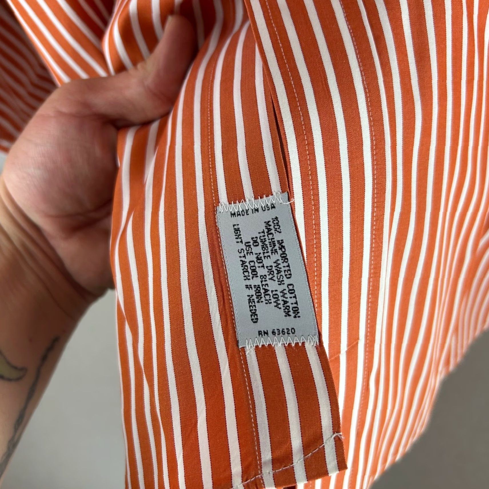 Vintage Gitman Bros Button-Down Shirt Mens 3XT Orange White Striped Big & Tall USA Made Size US XXL / EU 58 / 5 - 7 Thumbnail
