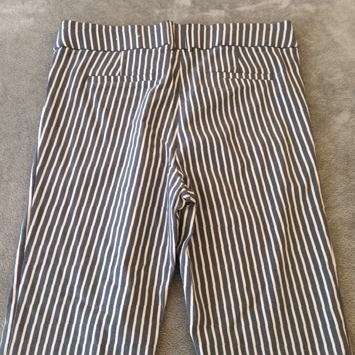 Vintage Rafaella Pants Womens Size 12 Gray Striped Skinny Stretch Pull On Ankle 32x27 Size 34" / US 12 / IT 48 - 7 Thumbnail