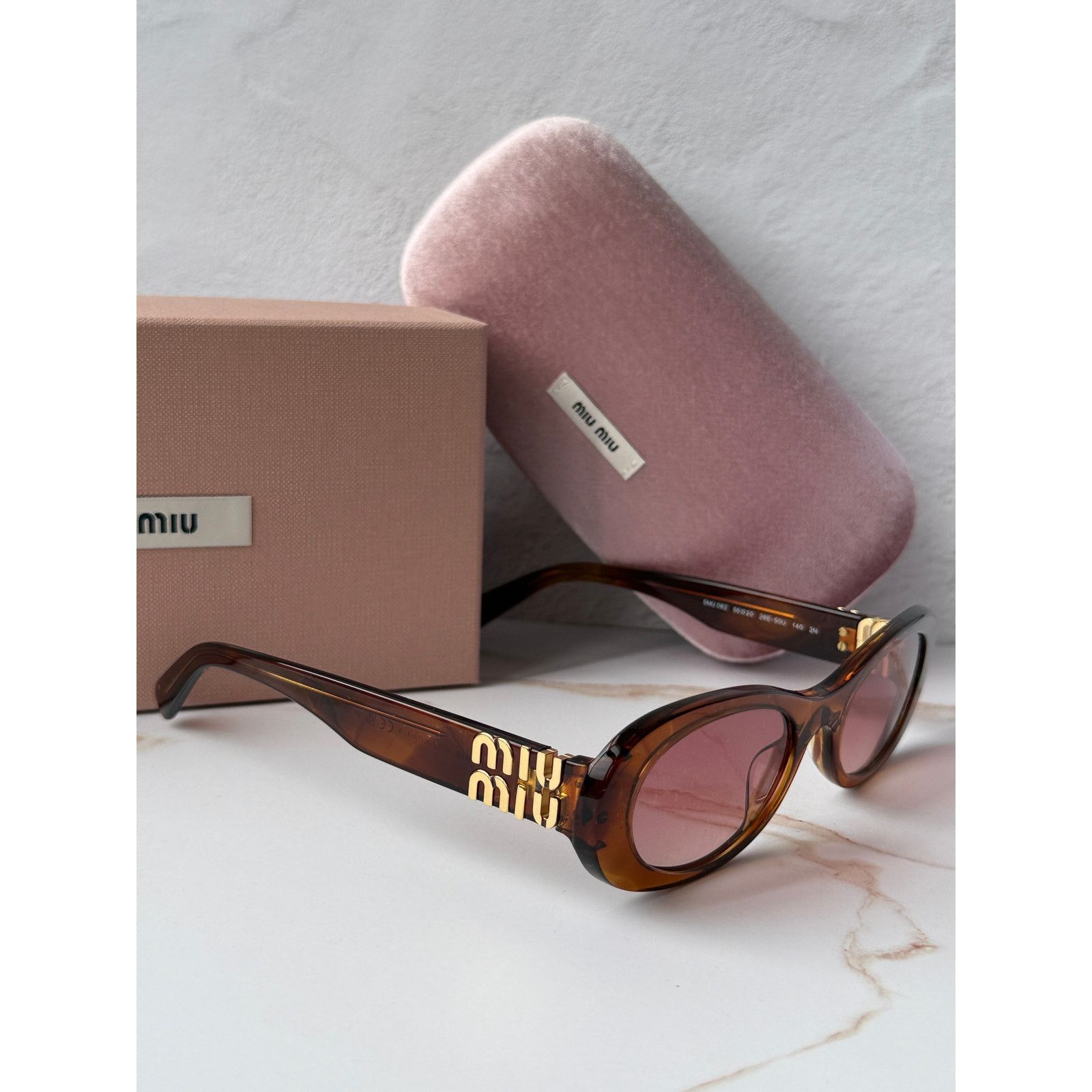 Miu Miu NEW Miu Miu MU06ZS Brown Oval Sunglasses Size ONE SIZE - 6 Thumbnail