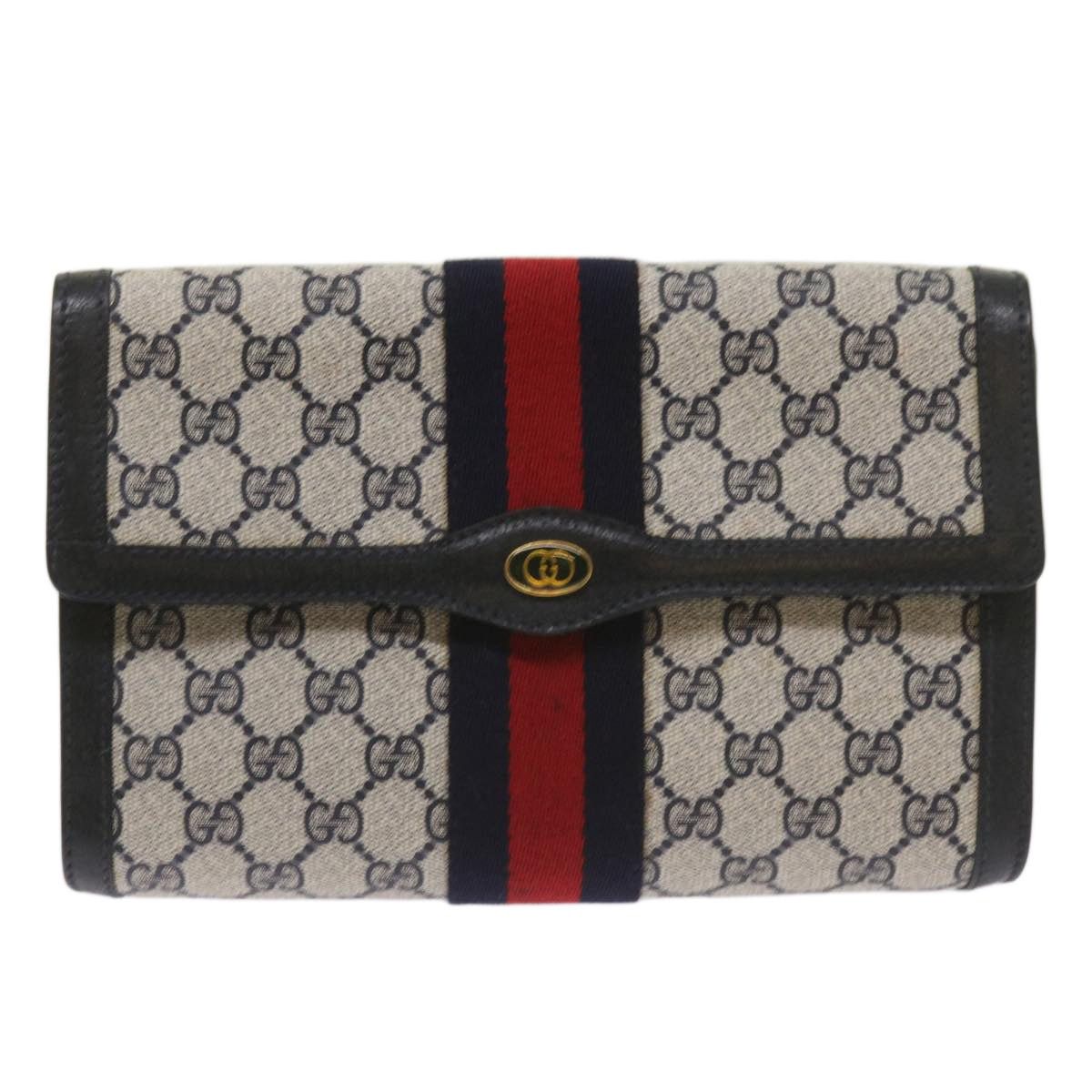 Gucci GUCCI GG Supreme Sherry Line Clutch Bag Pvc Red Navy 89 01 Size ONE SIZE - 2 Thumbnail