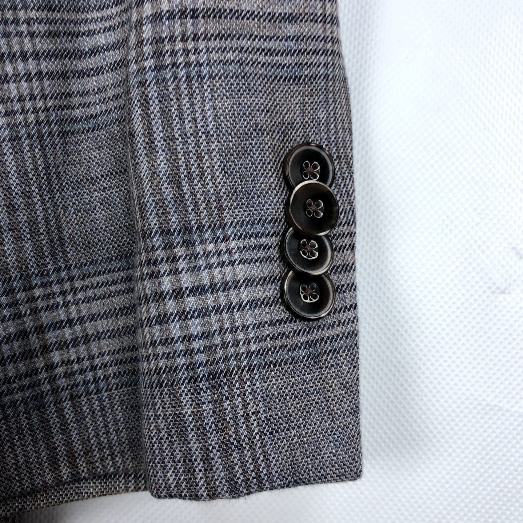 Jos. A. Bank Jos A Bank Blazer Single-Breasted 2-Button Linen Gray Glen Check 44 Regular Men Suit Jacket Sport Coat Size 44R - 3 Thumbnail