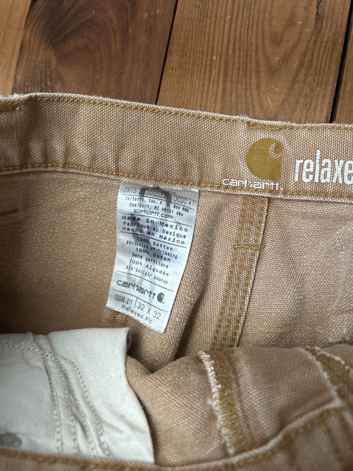 Carhartt × Vintage Vintage Carhartt Tan Faded Distressed Double Knee Pants Size US 32 / EU 48 - 2 Thumbnail