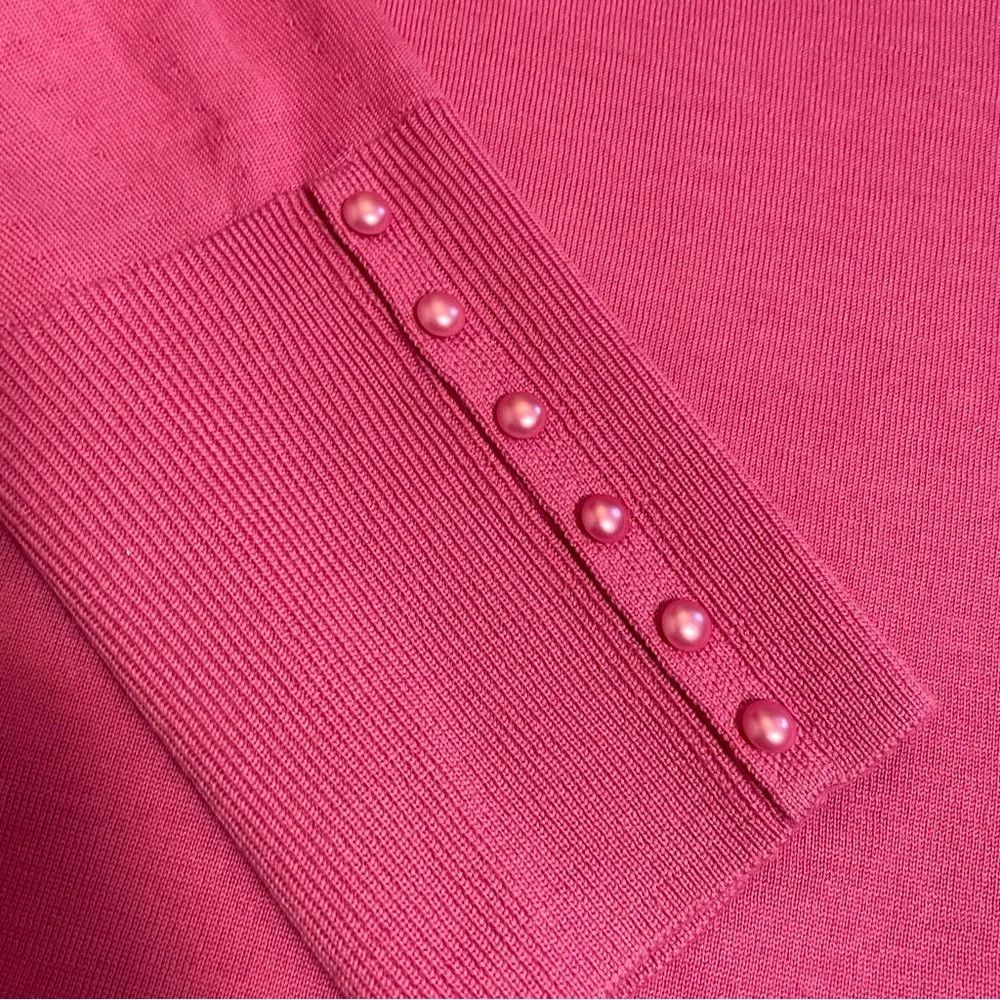 Talbots NWT New Talbots Merino Wool Puff Button Sleeve Pink Sweater Size M / US 6-8 / IT 42-44 - 9 Thumbnail