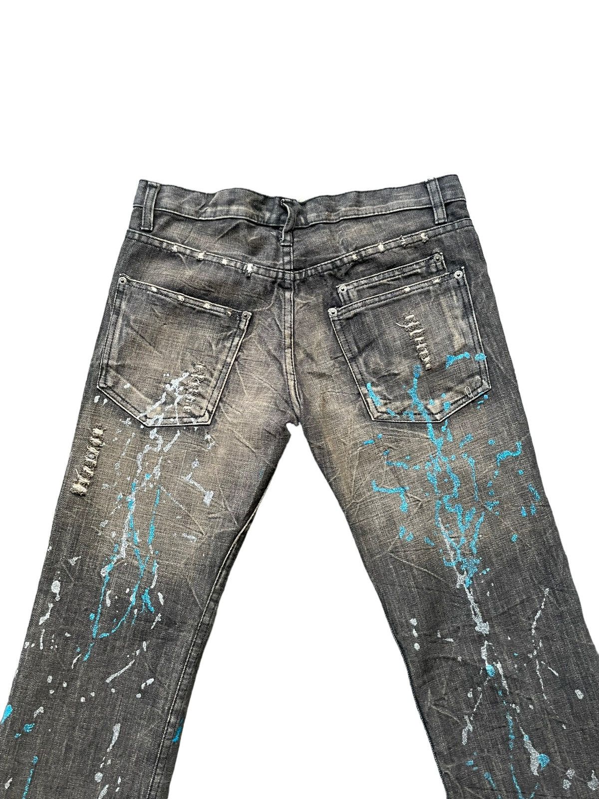 Japanese Brand K.U.I Flare Distresed Paint Denim Size US 34 / EU 50 - 8 Thumbnail