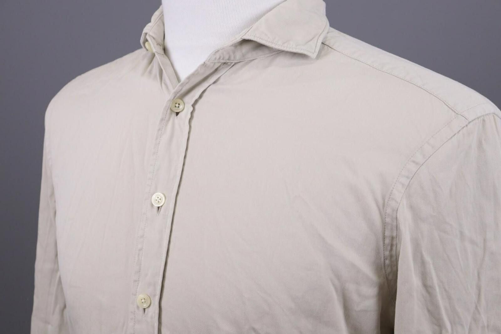 Designer Hackett London Slim Fit Beige Button Down Shirt Size M Size US M / EU 48-50 / 2 - 7 Thumbnail