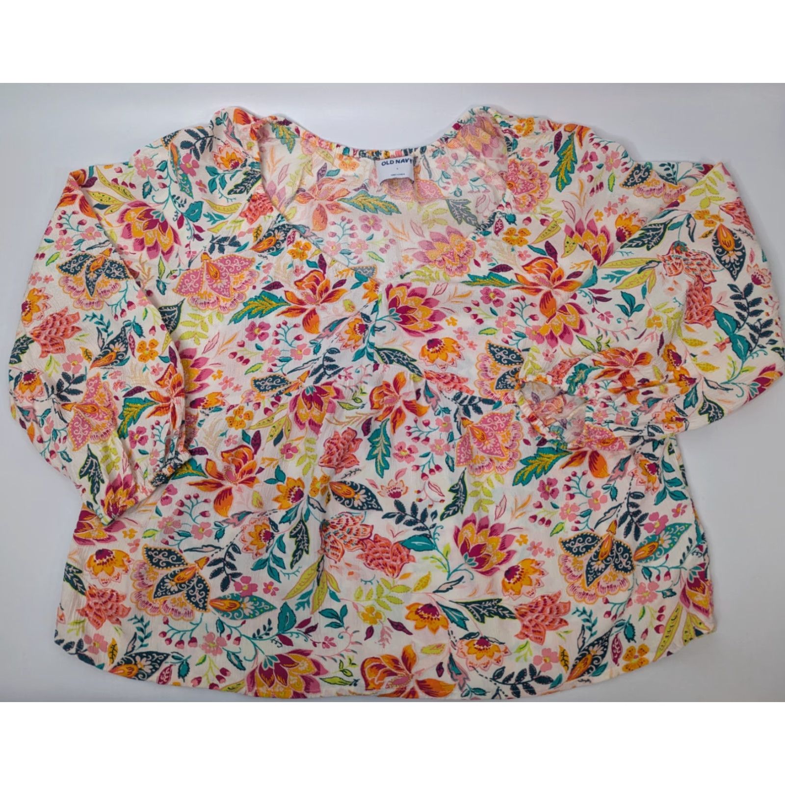 Old Navy **Old Navy Womens Size Large Multicolor Flared V-Neck Long Sleeve Top** User: Old Navy Womens Size Large Multicolor Flared V-Neck Long Sleeve Top Size L / US 10 / IT 46 - 2 Thumbnail